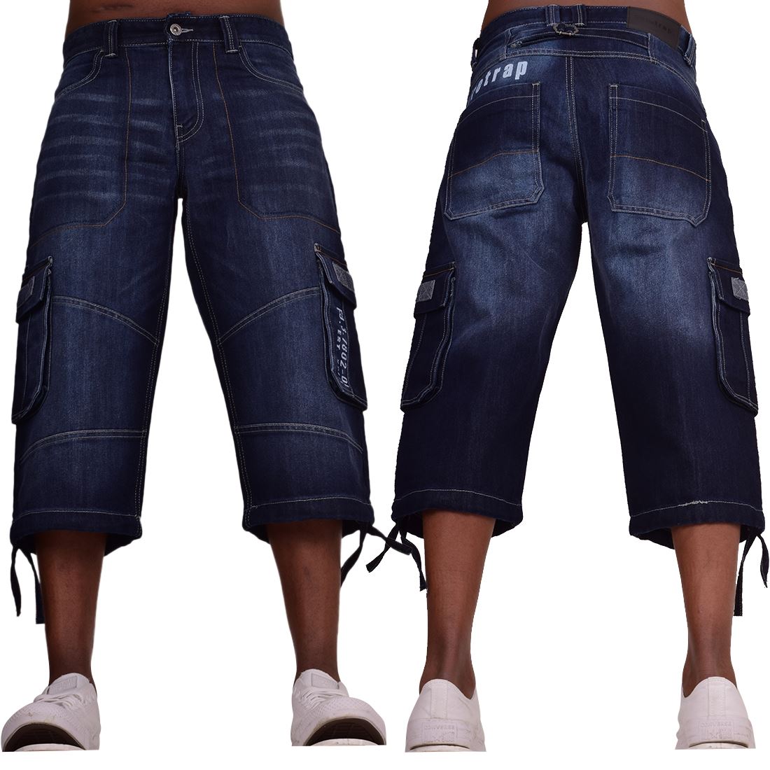 Firetrap Mens 3/4 Length Cargo Pants Cotton Denim Jean Cargo Bermuda - Bild 2 von 10