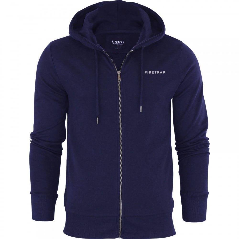 Firetrap Original Mens Designer Classic Full Zip Thru Hoodie Sweatshirt Jacket - Picture 4 of 5
