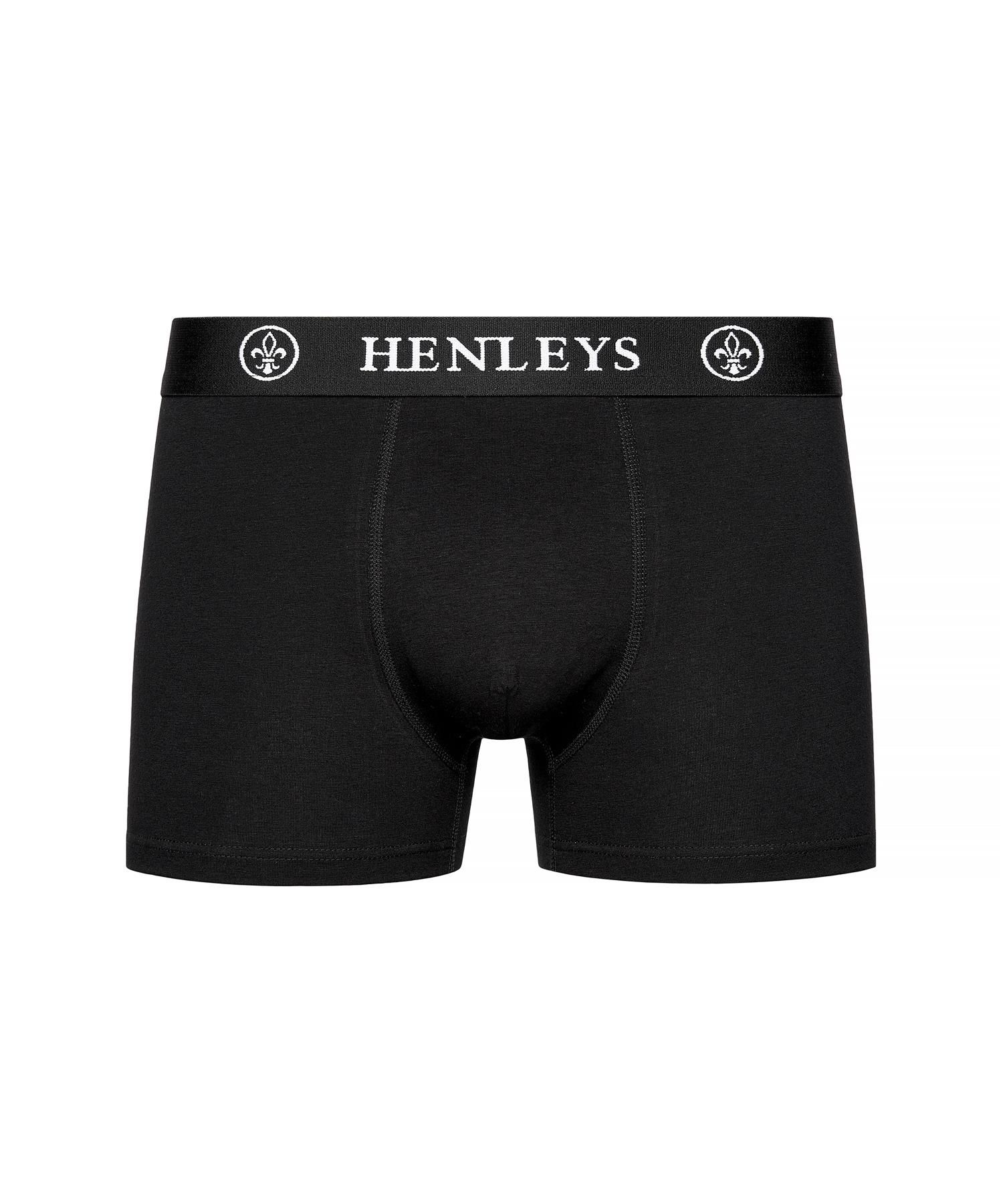 Henleys 5 Pack Mens Black Boxer Shorts Essential Underwear Elasticated