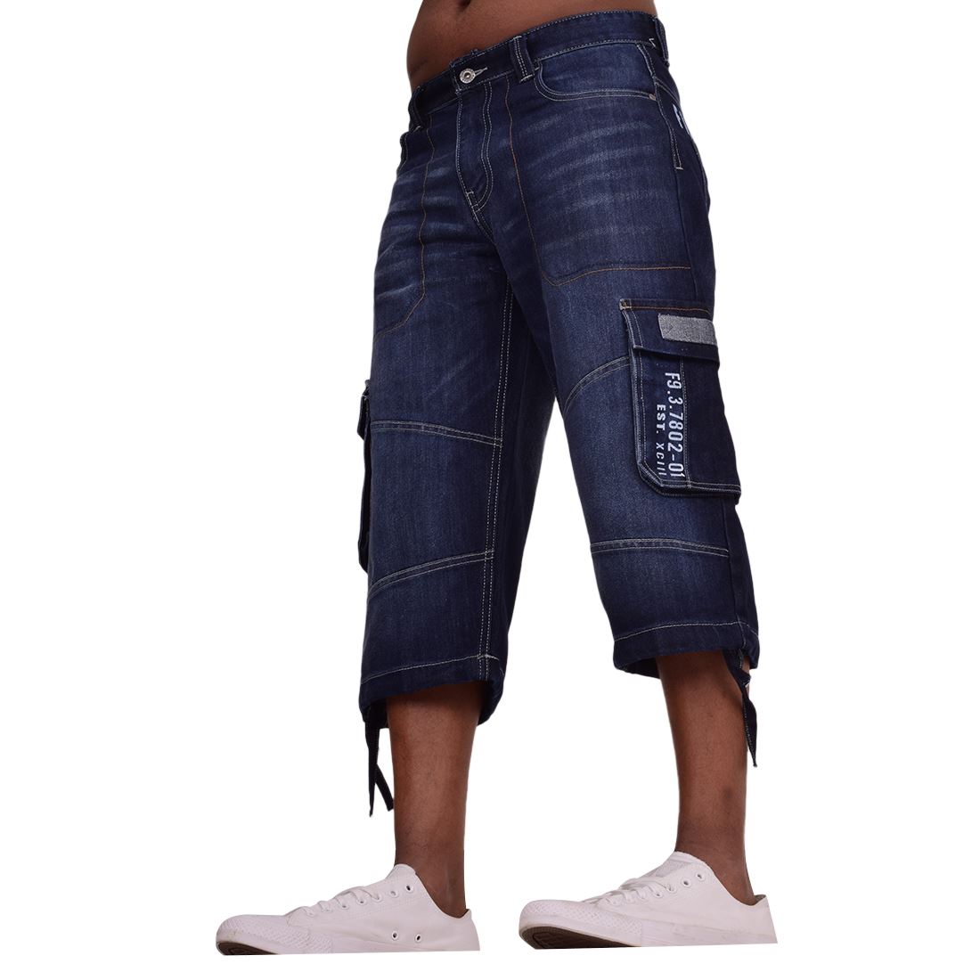 Firetrap Mens 3/4 Length Cargo Pants Cotton Denim Jean Cargo Bermuda - Bild 4 von 10