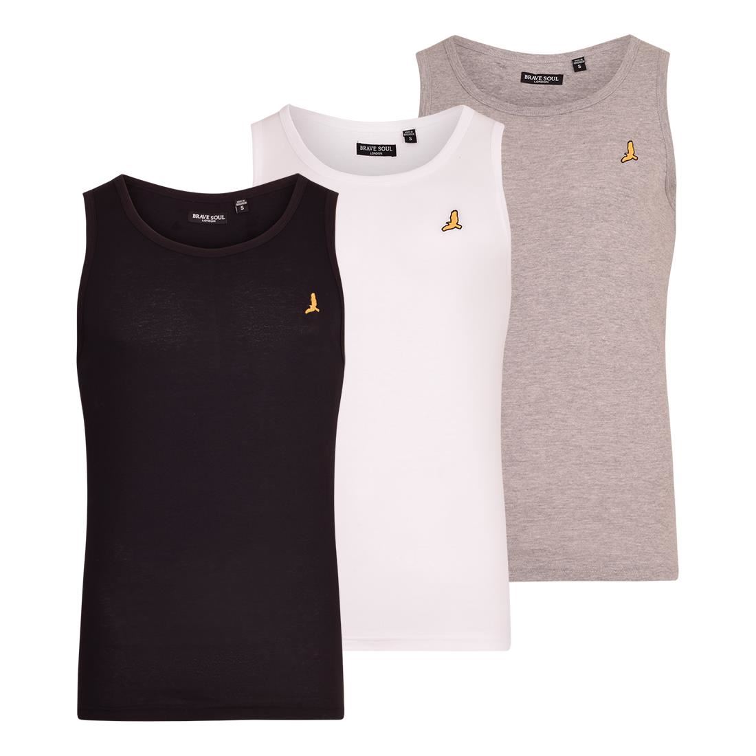 Mens 3 Pack Vest Sleeveless Tank Top 100% Cotton Undershirt Gym Holiday Classic - Picture 2 of 5