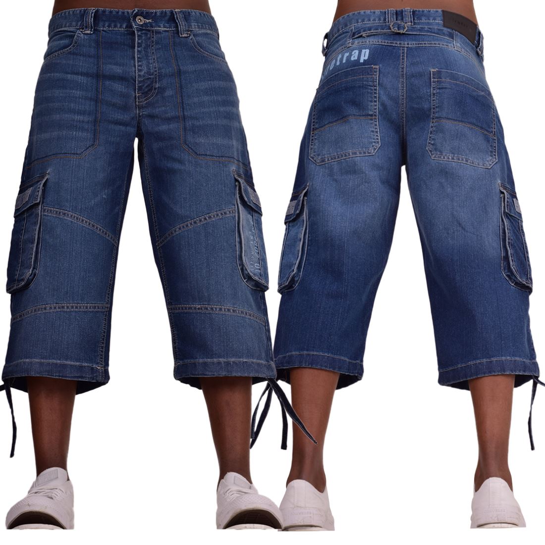 Firetrap Mens 3/4 Length Cargo Pants Cotton Denim Jean Cargo Bermuda - Bild 8 von 10