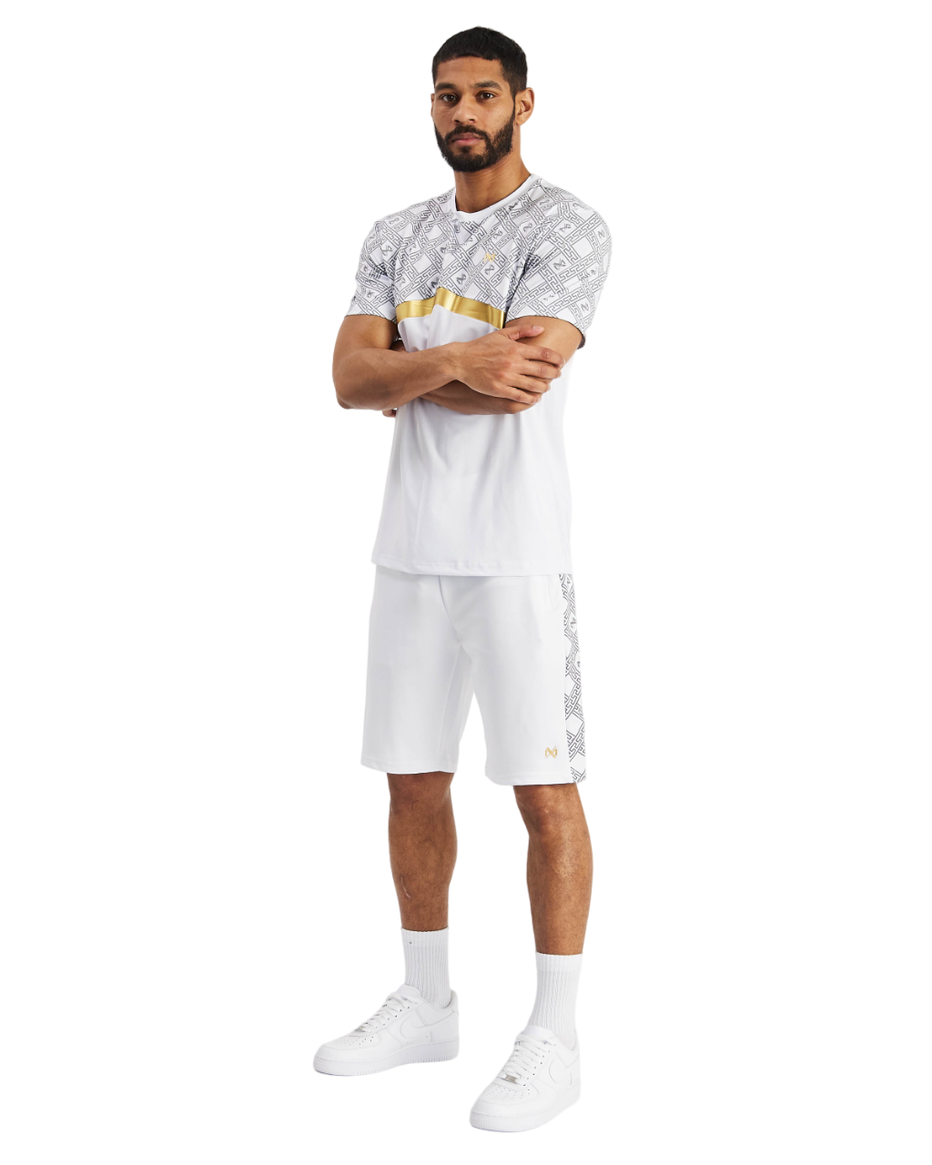 Mens Designer T Shirt + Short Set 2pc Summer Sports Tracksuit Zip Pockets - Picture 4 of 27
