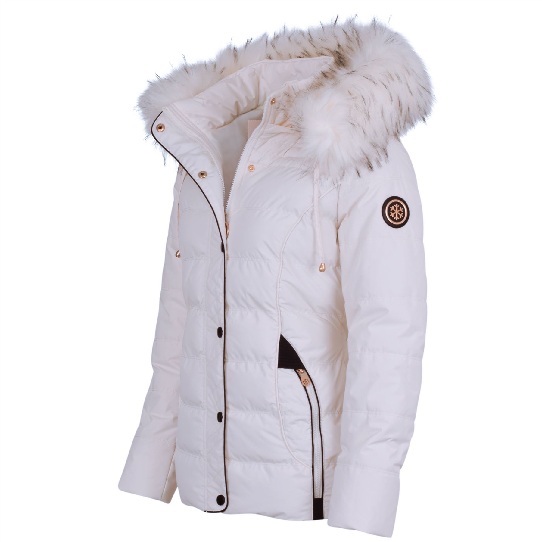 Spindle Womens Ladies Winter Short Fur Parka Padded Puffer Coat Zip