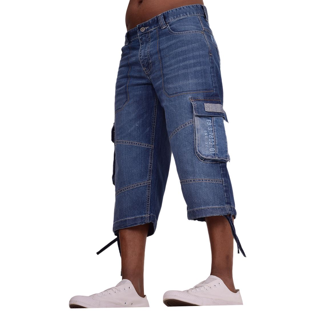 Firetrap Mens 3/4 Length Cargo Pants Cotton Denim Jean Cargo Bermuda - Bild 10 von 10