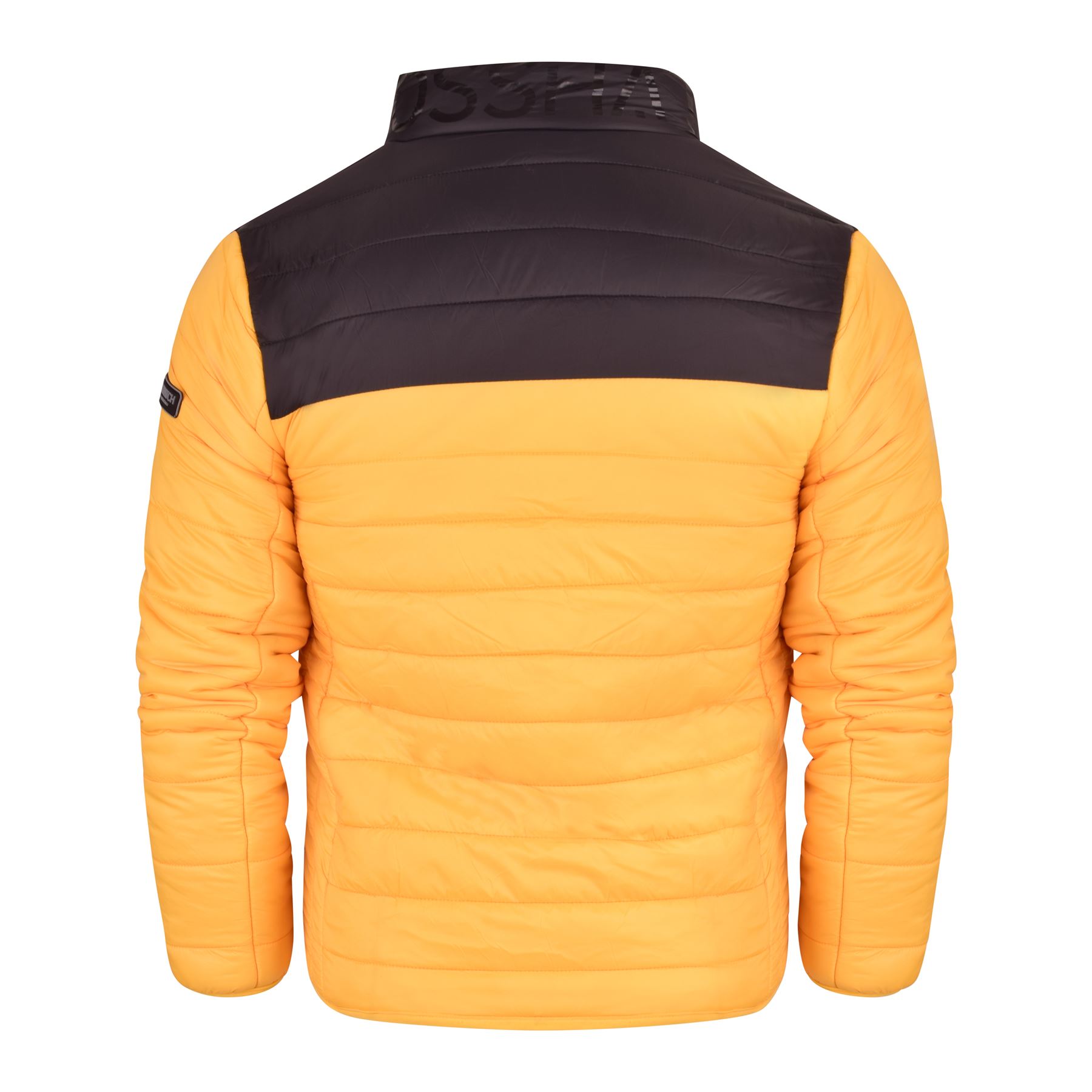 Mens Crosshatch Padded Jacket Inner and Zip Side Pockets Staywarm Contrast Coat - Picture 11 of 16
