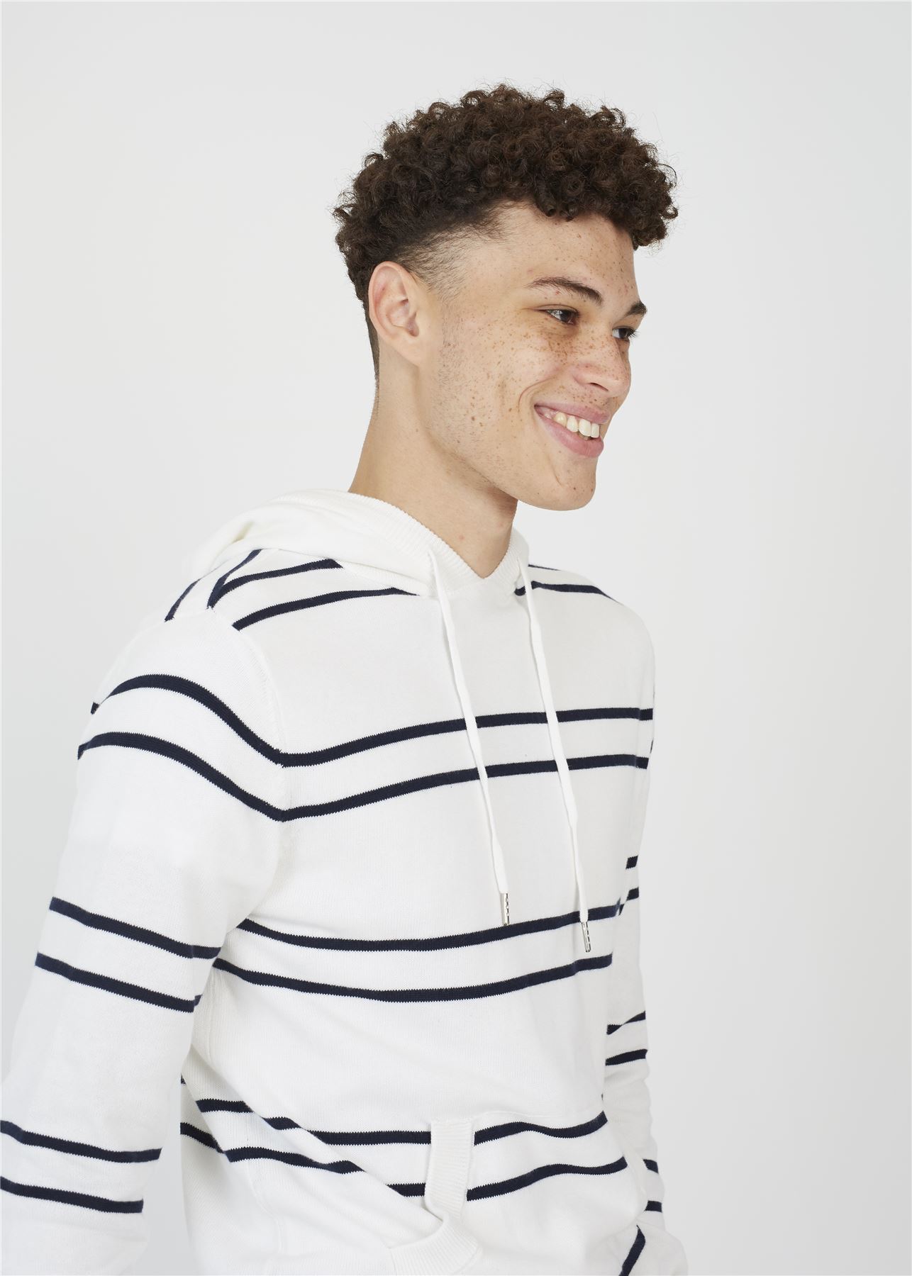 Brave Soul Mens Knitted Cotton Pullover Narrow Stripe Jumper Hoodie Casual Top - Picture 6 of 12