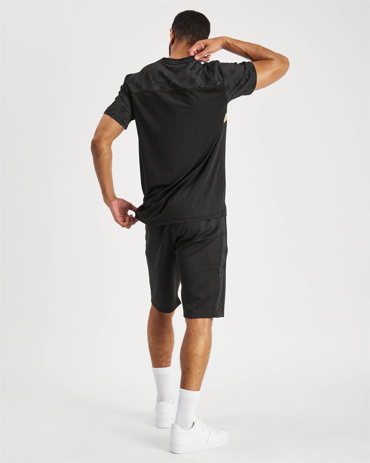 Mens Designer T Shirt + Short Set 2pc Summer Sports Tracksuit Zip Pockets - Picture 13 of 27