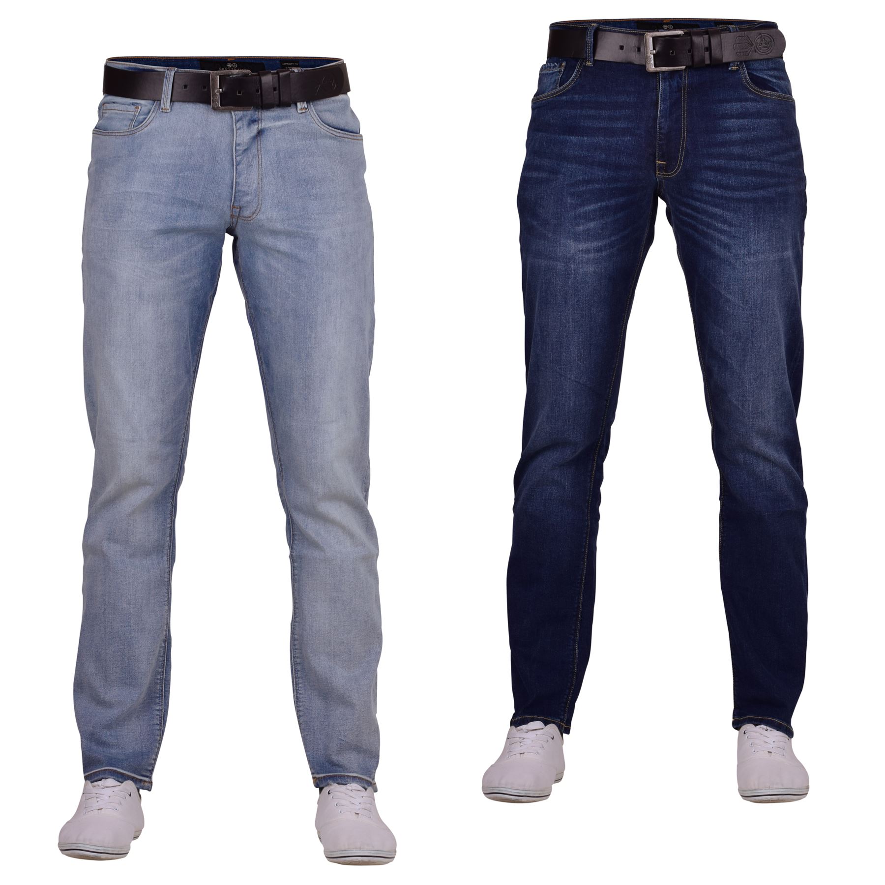 Mens Crosshatch Cotton Stretch Straight Fit Denim Jeans with Free Belt eBay