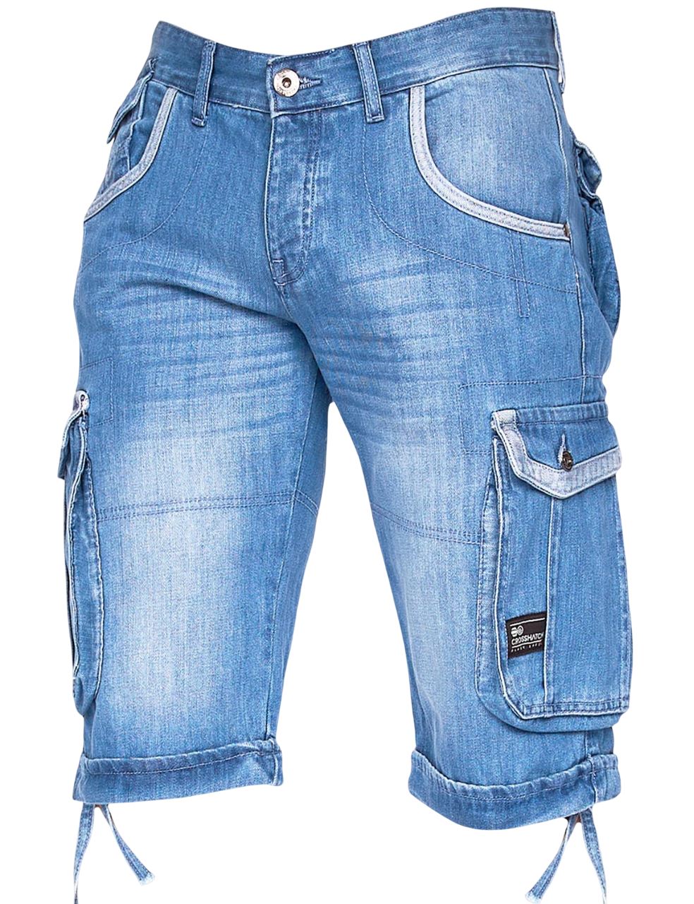 Men's Basic Cargo Bermuda Shorts - Baggy Three Quarter Knee-Length Jeans