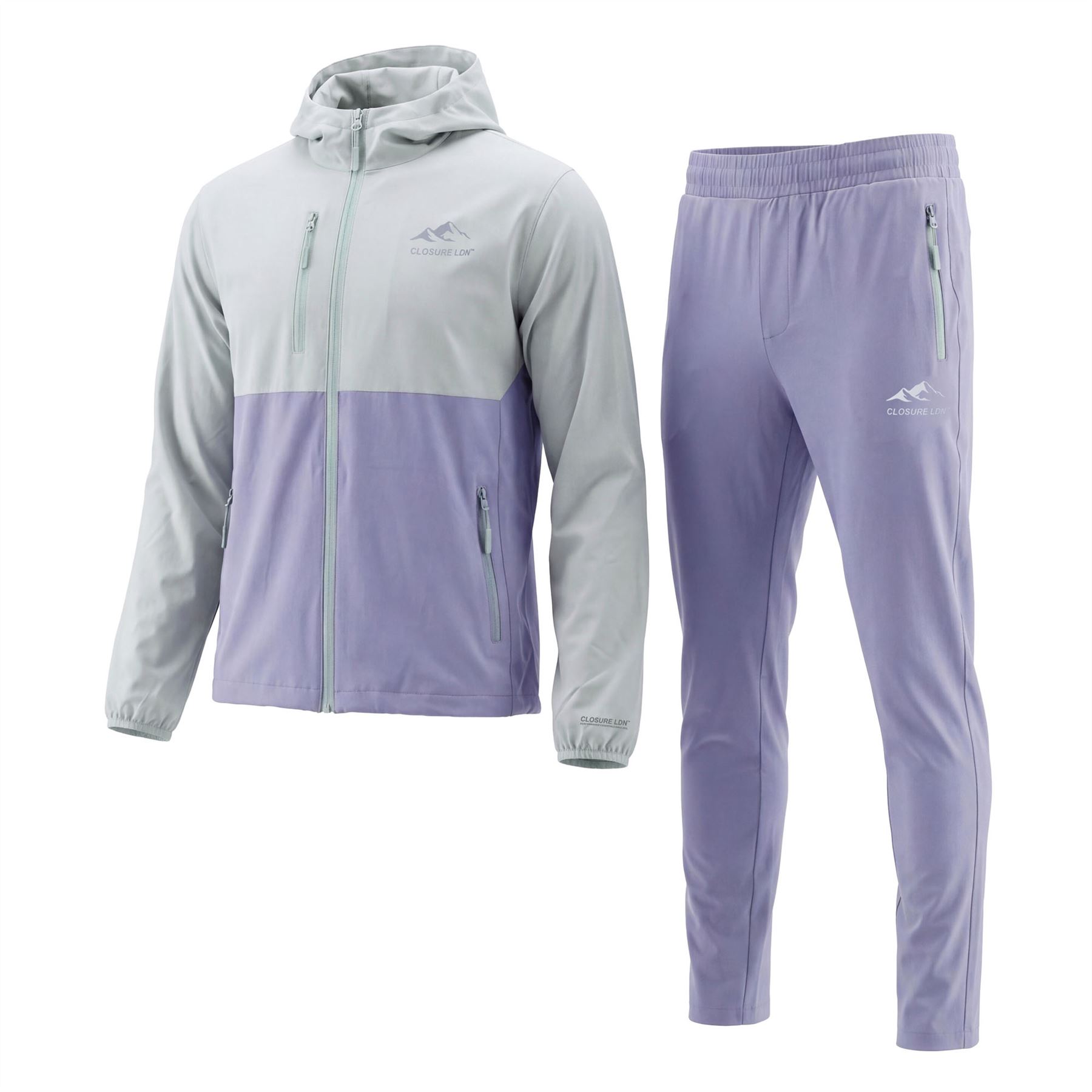 Men 2 Pack Closure Tracksuit Premium Performance Hooded Jacket Joggers Gym Set - Produktbild 4