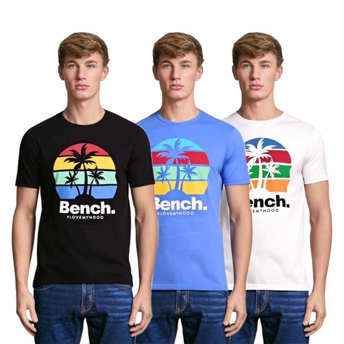 Mens Bench Plain T-Shirt Crew Neck Short Sleeve Tee Basic Designer Cotton Top - Picture 21 of 22
