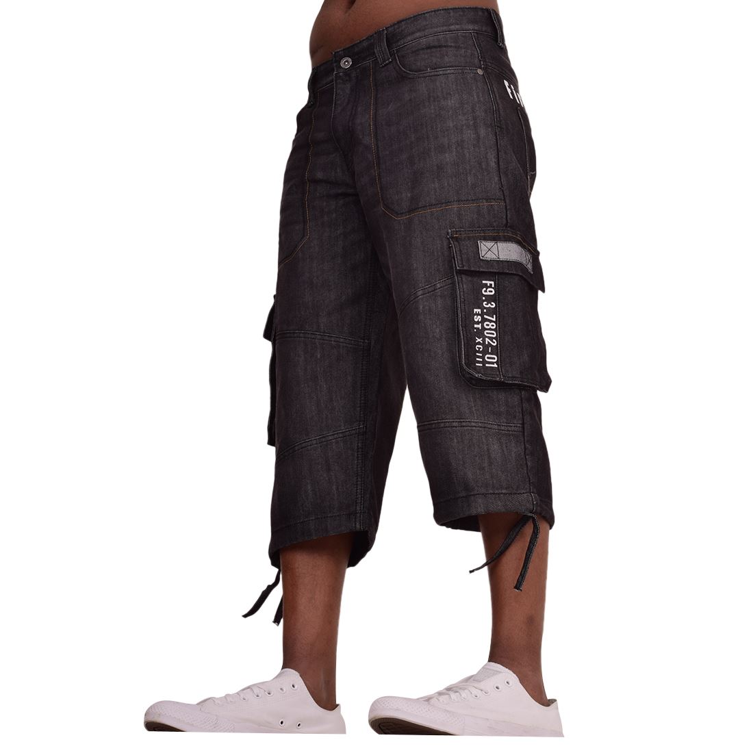 Firetrap Mens 3/4 Length Cargo Pants Cotton Denim Jean Cargo Bermuda - Bild 7 von 10