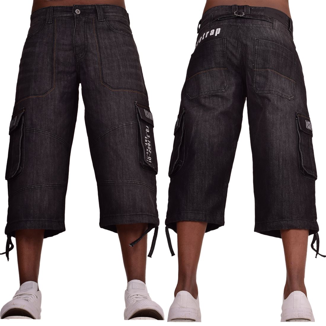 Firetrap Mens 3/4 Length Cargo Pants Cotton Denim Jean Cargo Bermuda - Bild 5 von 10