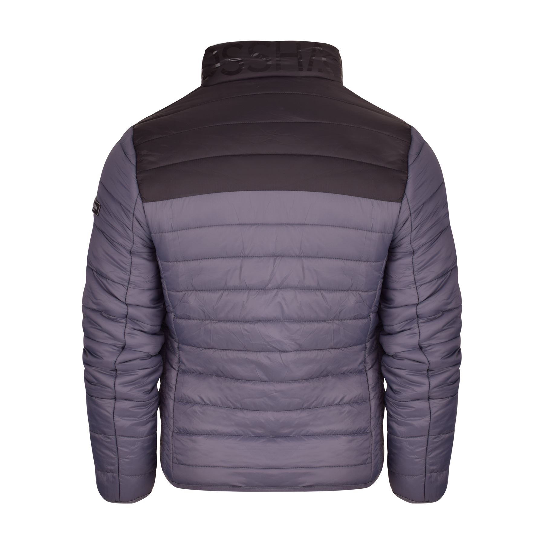 Mens Crosshatch Padded Jacket Inner and Zip Side Pockets Staywarm Contrast Coat - Picture 5 of 16