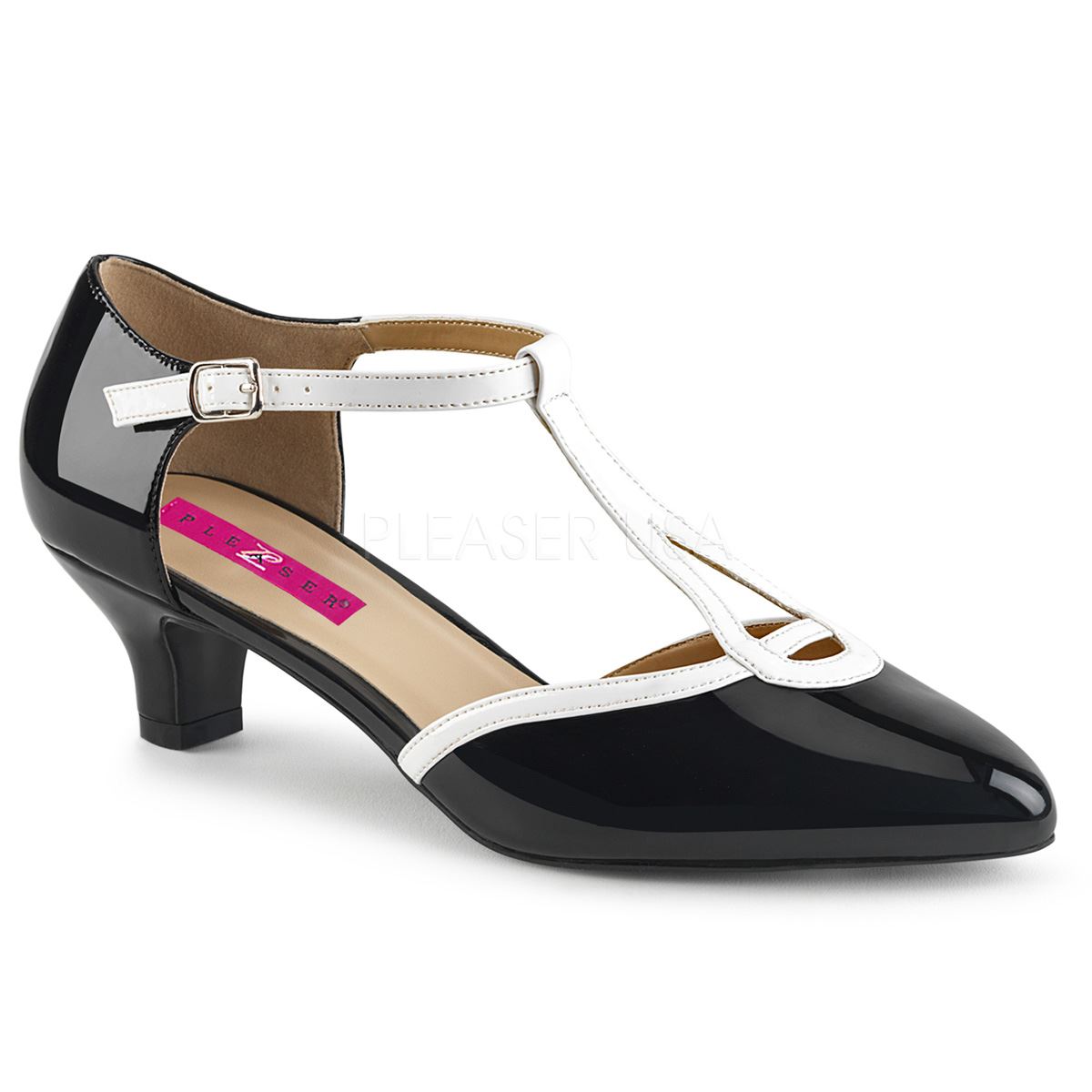 PLEASER PINK LABEL FAB-428 T-Strap T-Strap T-Strap Pump Donna Nero-Bianco brevetto/Bianco aa6a96 PLEASER PINK LABEL FAB-428 T-Strap T-Strap T-Strap Pump Donna Nero-Bianco brevetto/Bianco aa6a96