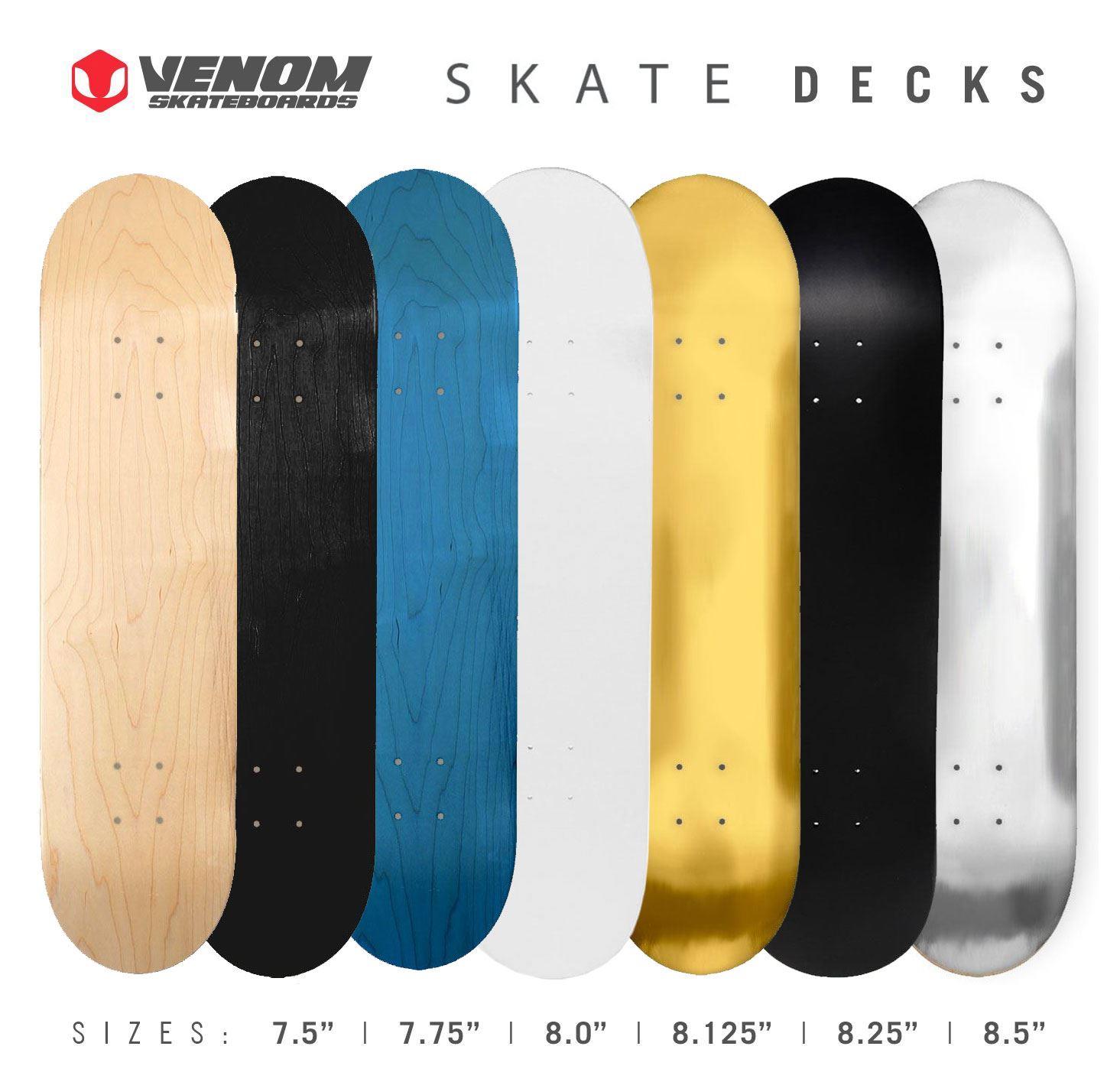 Venom Skateboards Plain Skateboard Deck Maple Wood Blank Skate Board