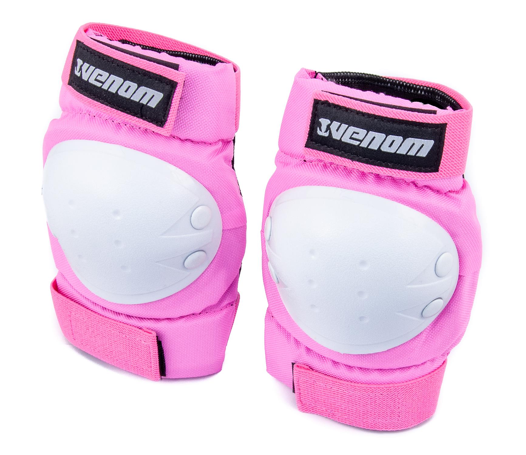 Venom Pads Set Skateboard Scooter Skates Knee Elbow Wrist Adult Kids Junior Pink - Picture 11 of 21