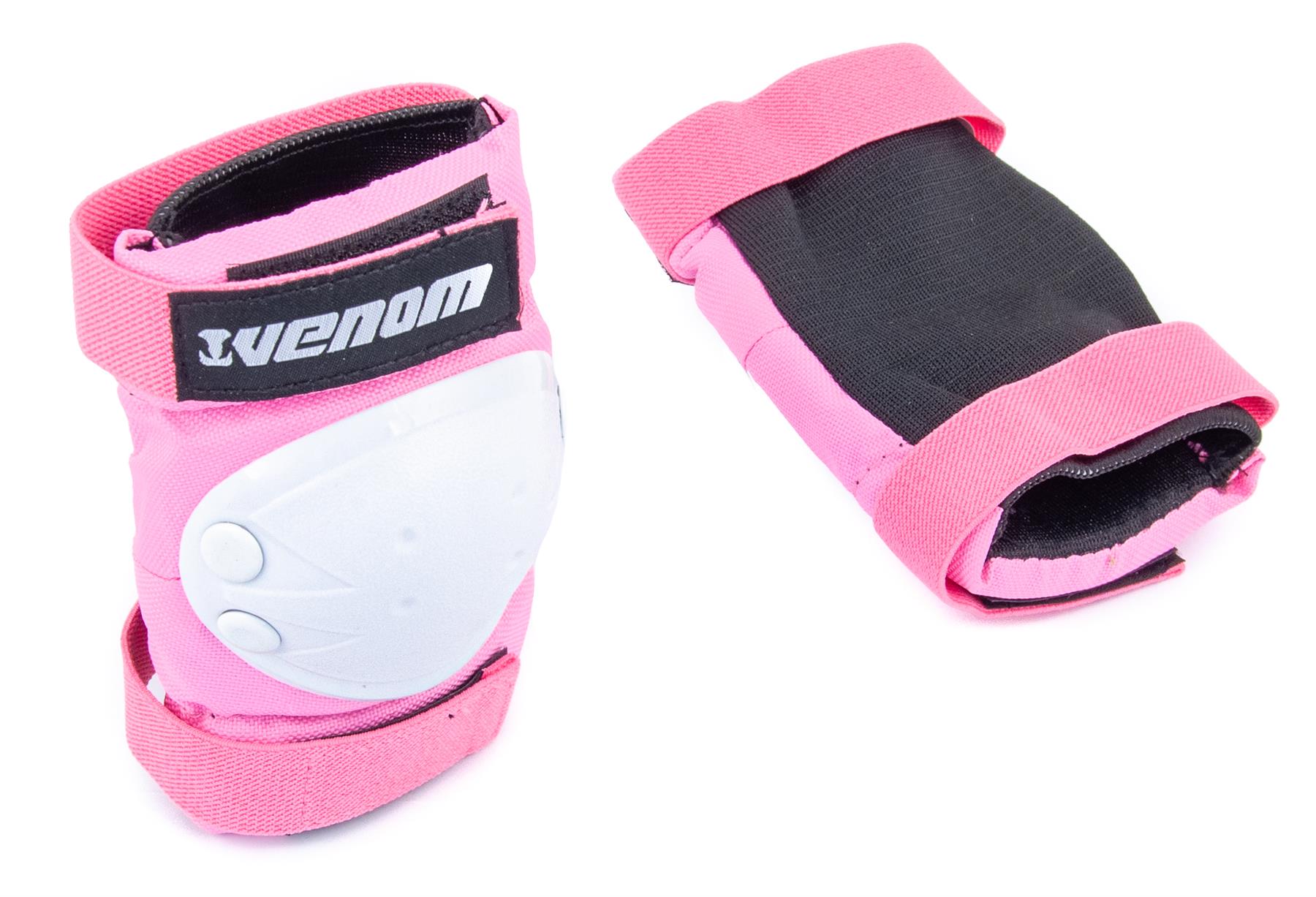 Venom Pads Set Skateboard Scooter Skates Knee Elbow Wrist Adult Kids Junior Pink - Picture 21 of 21