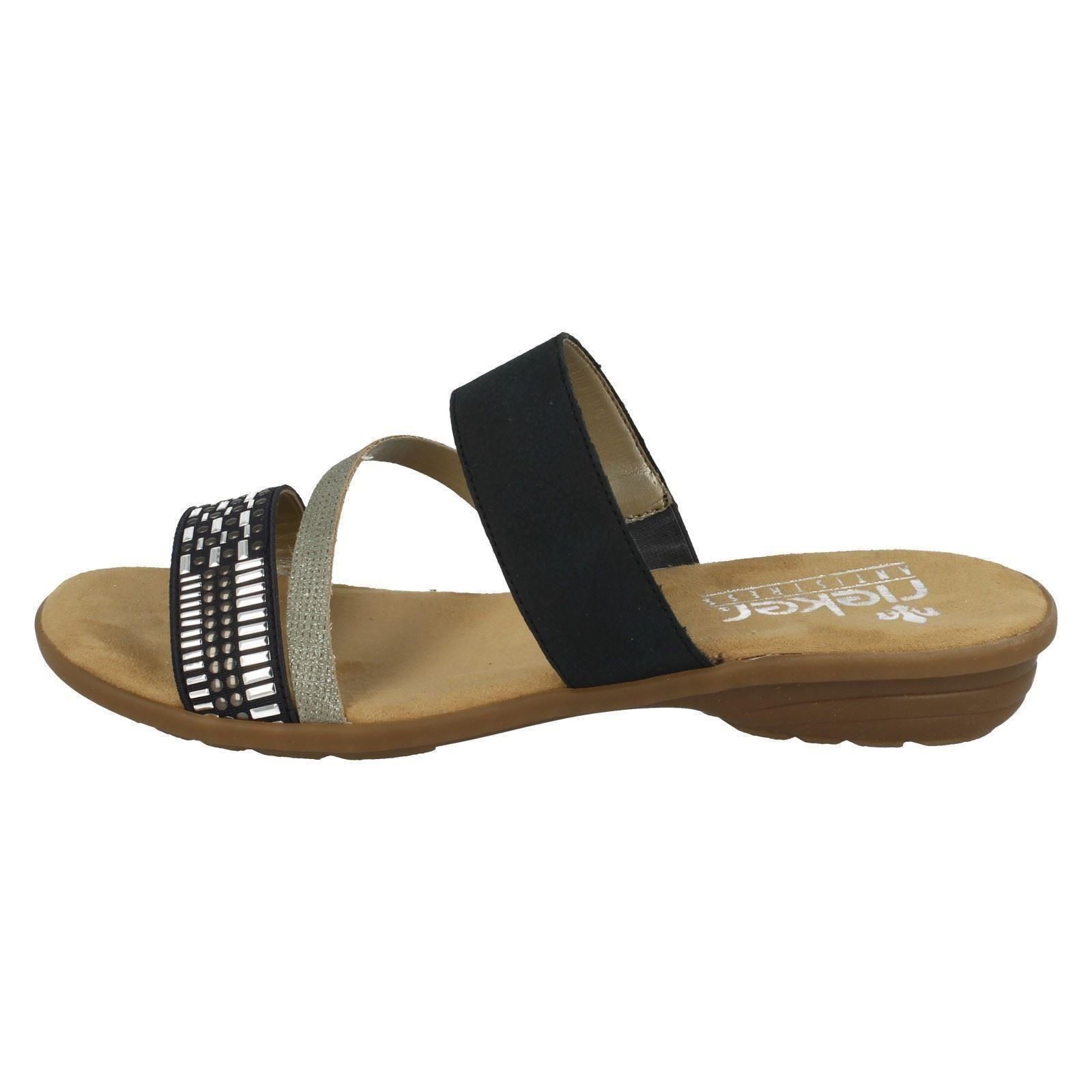 Ladies Sandals Blue Combi Rieker V3454 OOawqnZr