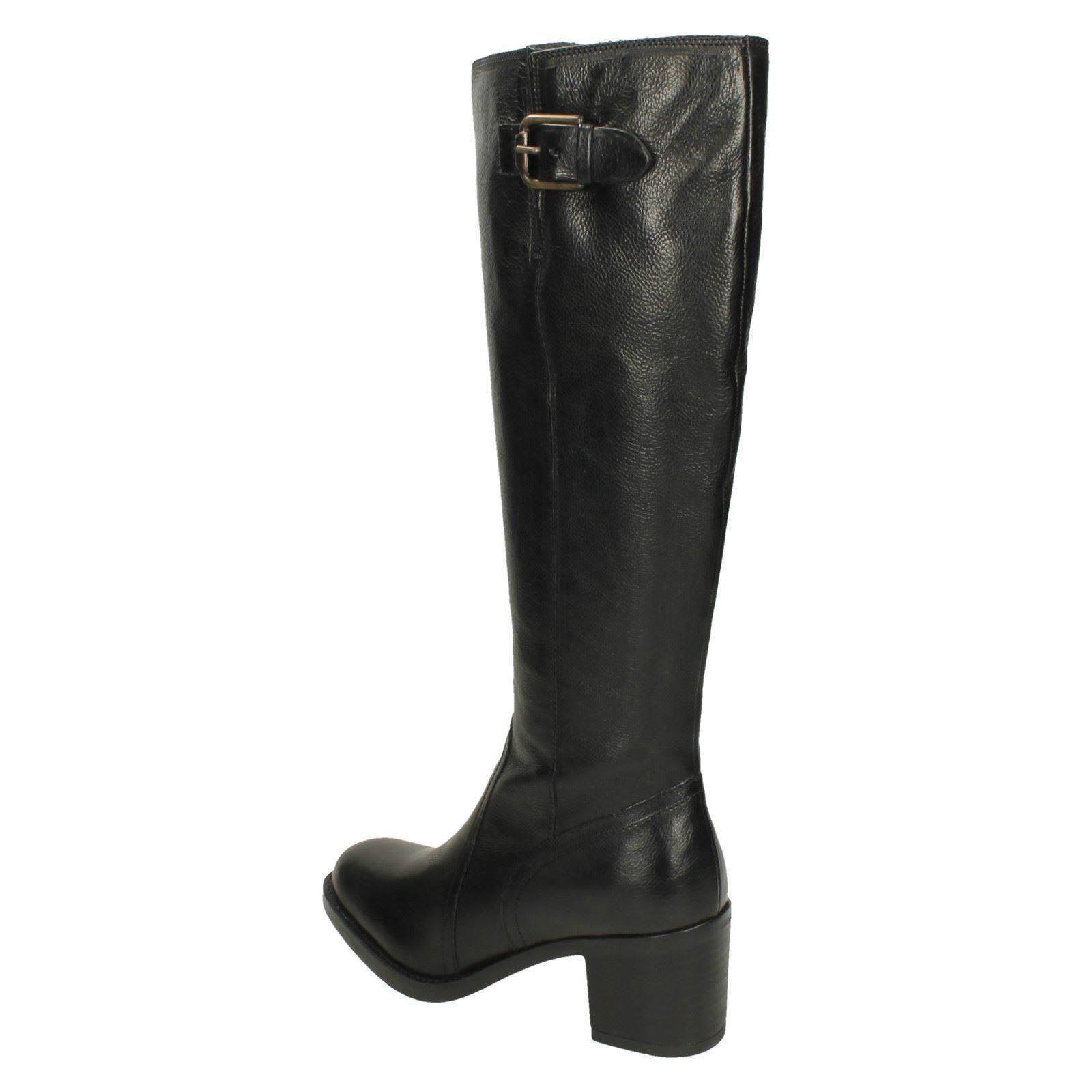 Ladies-Clarks-Heeled-Knee-High-Long-Leather-Boots-