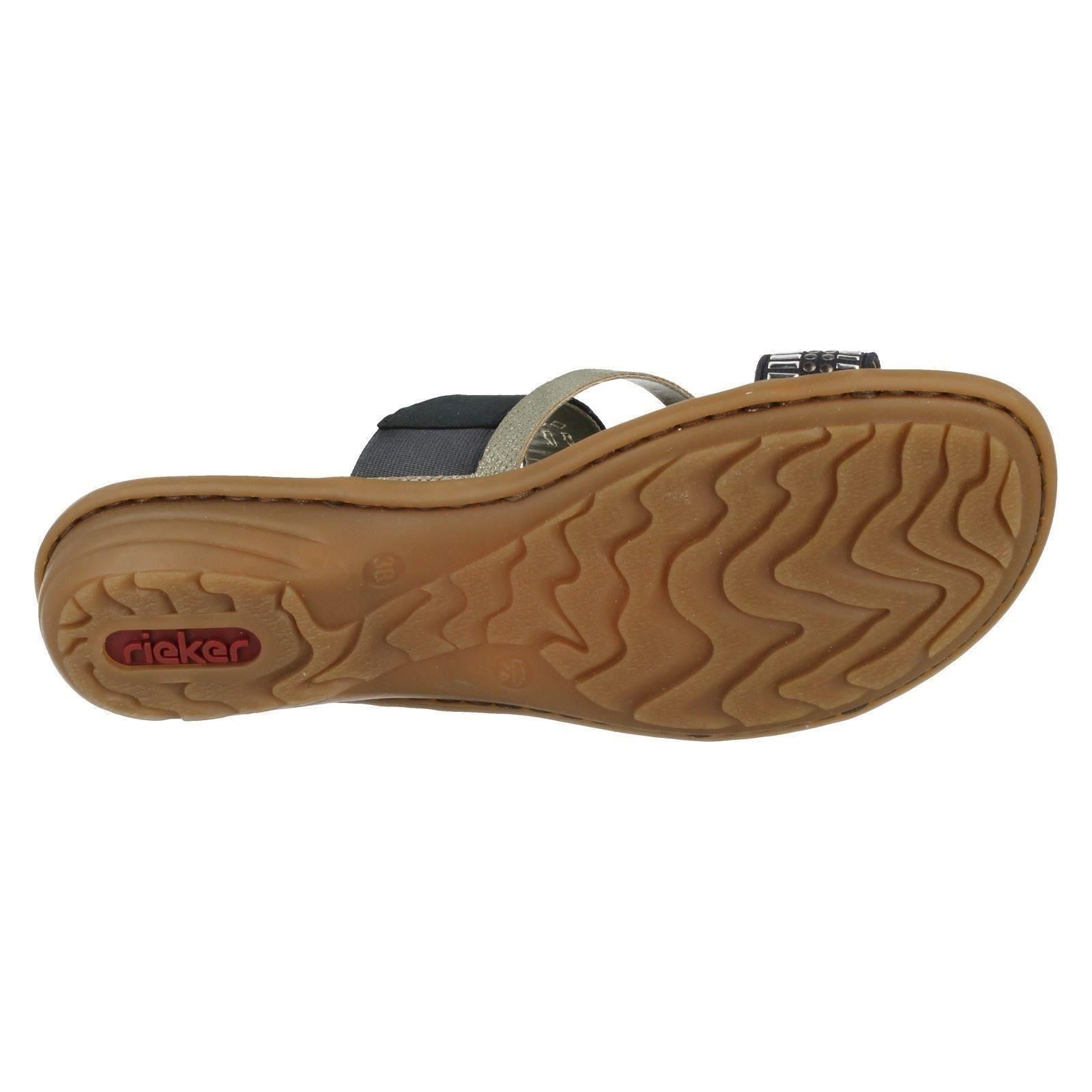 Ladies Sandals Blue Combi Rieker V3454 OOawqnZr