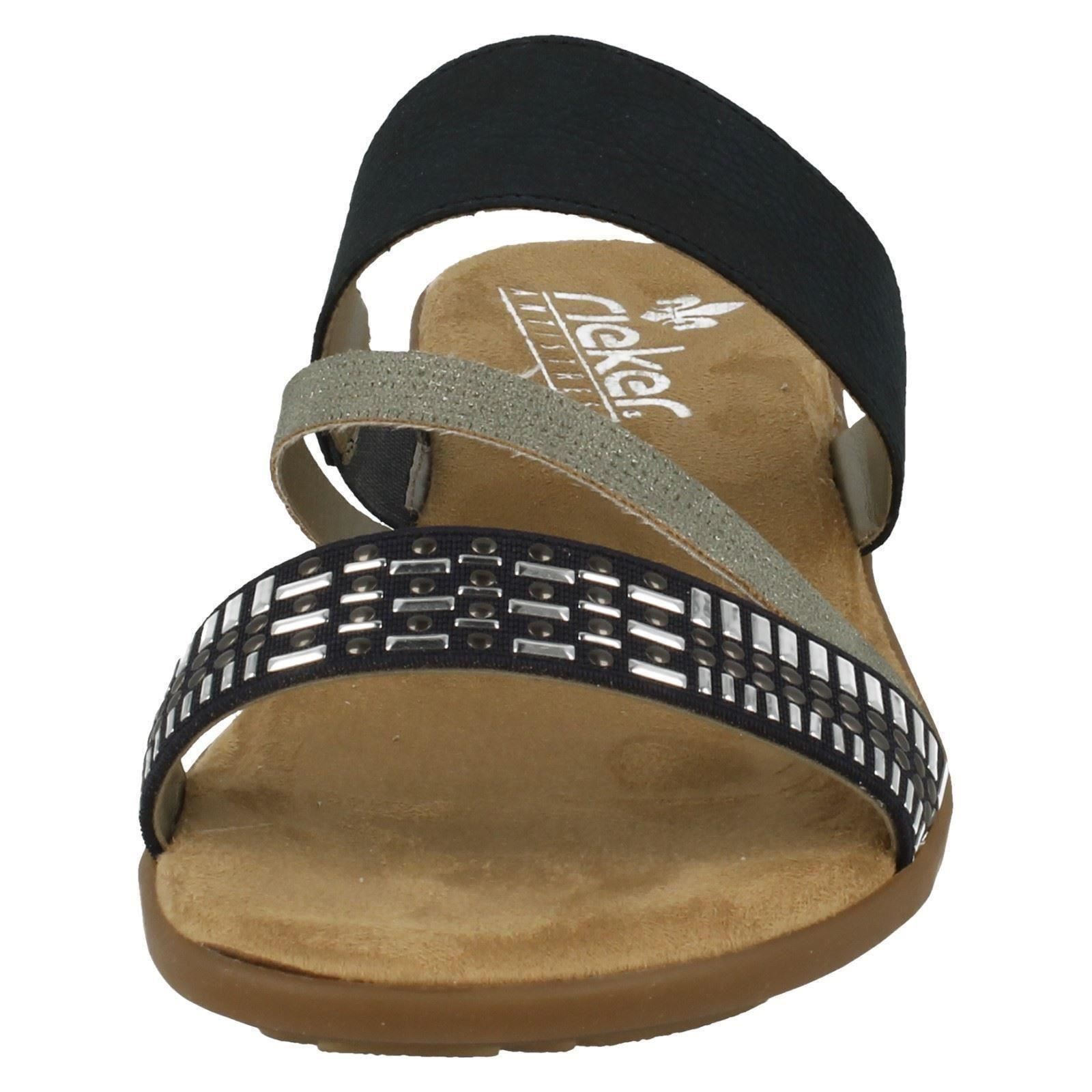 Ladies Sandals Blue Combi Rieker V3454 OOawqnZr