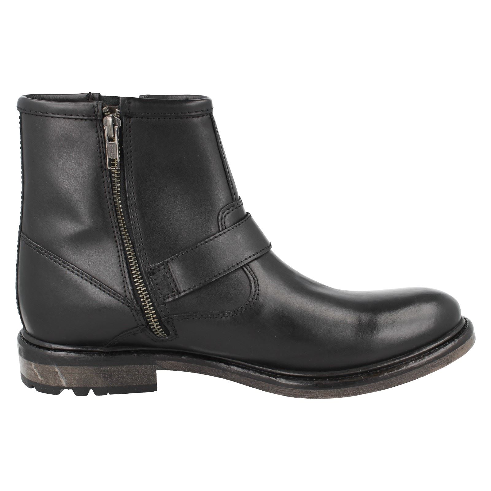 Black Leather Two Zinc Up Base London Buckle Boot Ankle Mens Zip qwv7pY