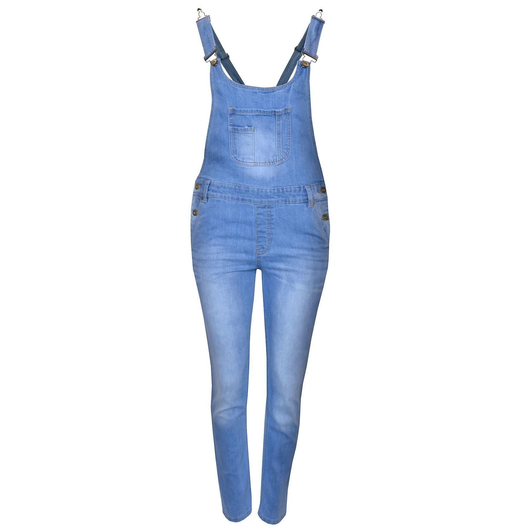 Nuovo Ragazze Jeans Elasticizzato Stone Wash Scuro Lavare Tuta Salopette  Jeans | eBay