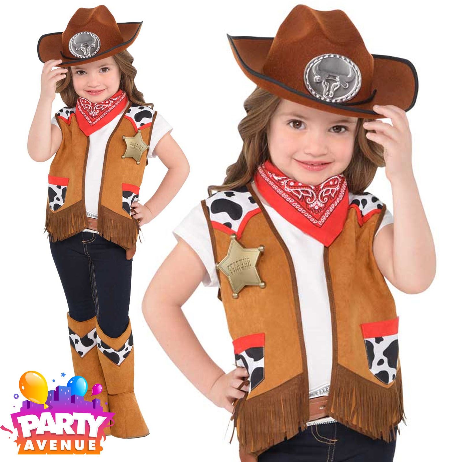 Boys Kids Cowboy Sheriff Western Book Day Fancy Dress Costume Outfit Accessories