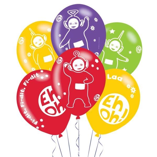 6 x 11/" Teletubbies Printed Birthday Party Decoration Assorted Latex Balloons