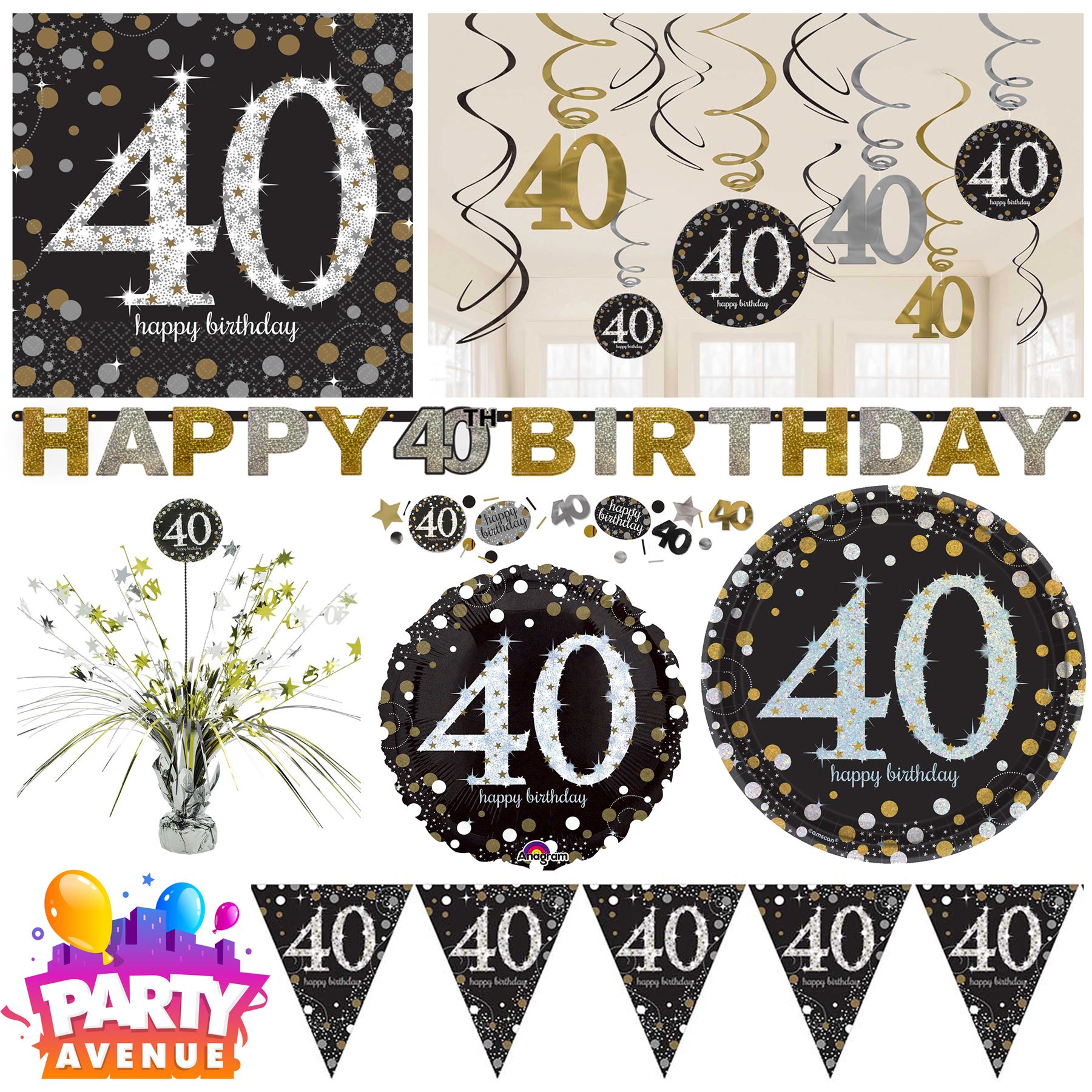 16pk Gold Celebration 18th Luncheon Napkins 33cm Birthday Party Tableware