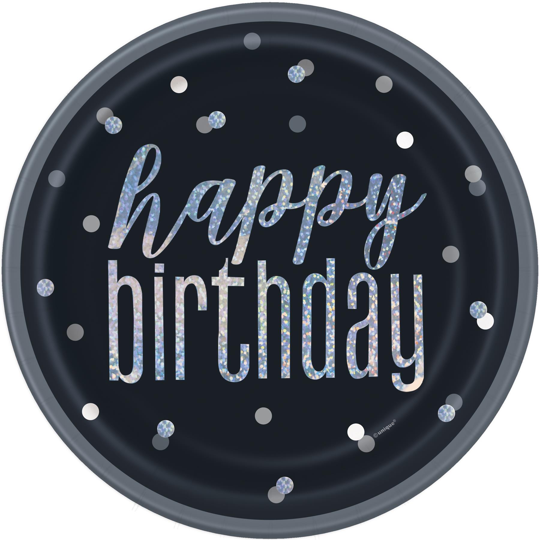 Birthday Black Glitz Happy Birthday Round Prism Foil Balloon 18/"