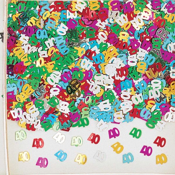 MULTI COLOUR BIRTHDAY CONFETTI AGE 40 TABLE CARD DECORATIONS 40TH