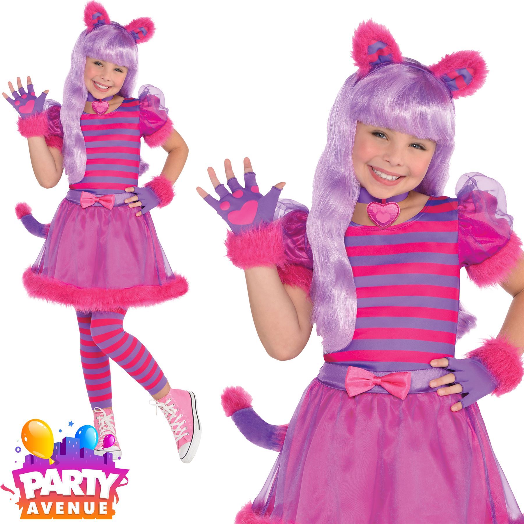 Cheshire Cat Alice in Wonderland Fairytale Book Day Week Girls Costume 10-12yrs