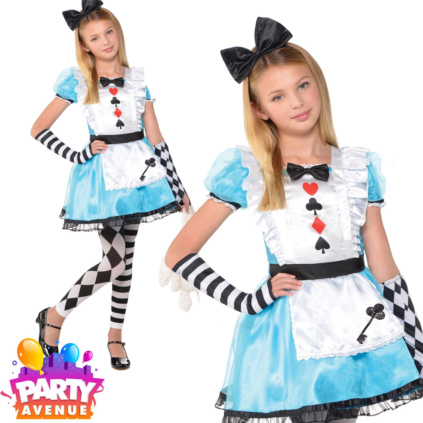 Childrens Alice In Wonderland Girls Fancy Dress Up Party Halloween Costume New