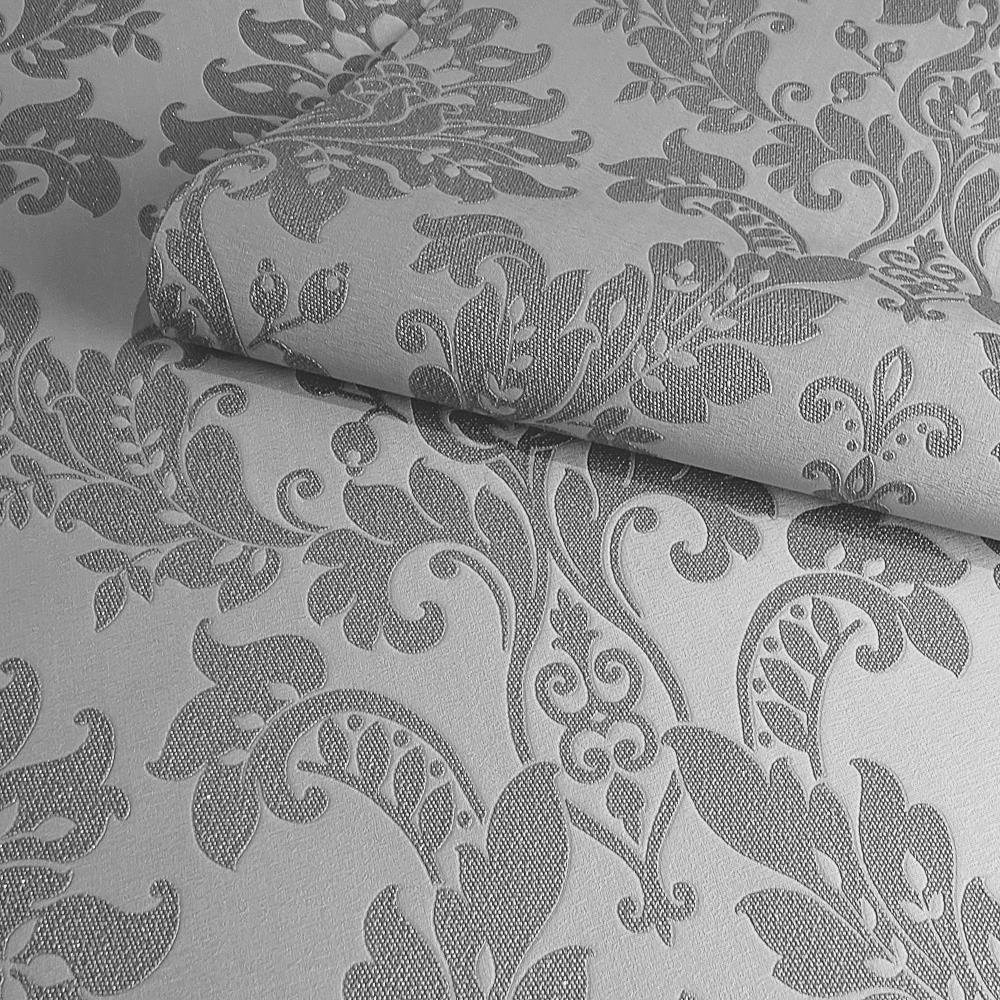 Opus Damask Wallpaper Holden Textured Heavy Weight Vinyl Rose Gold Grey