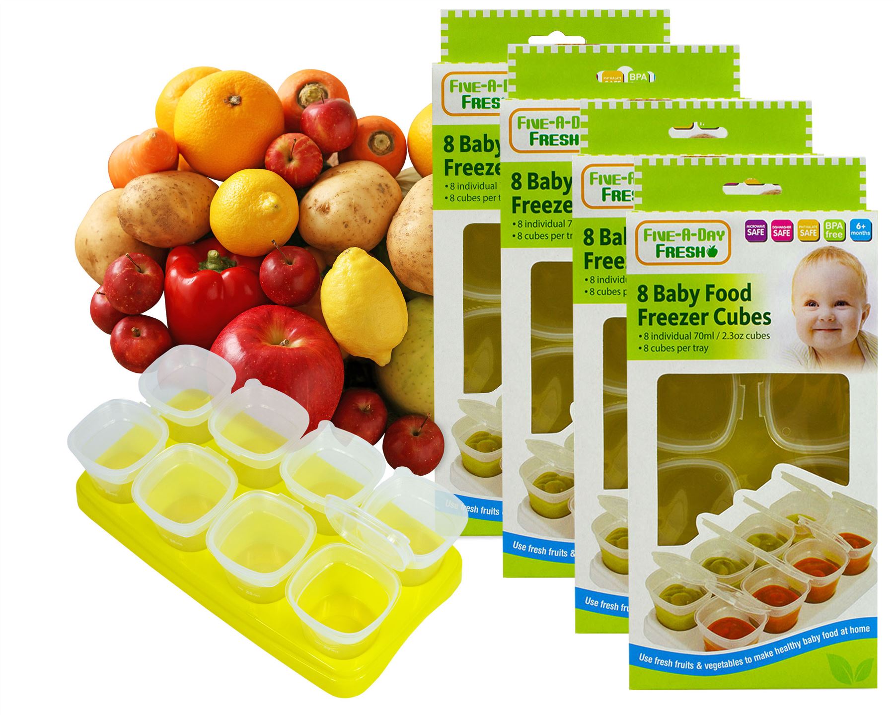Ollas de comida para destete para bebés congelador tinas bandeja apilable cubos contenedores sin BPA - Imagen 9 de 11