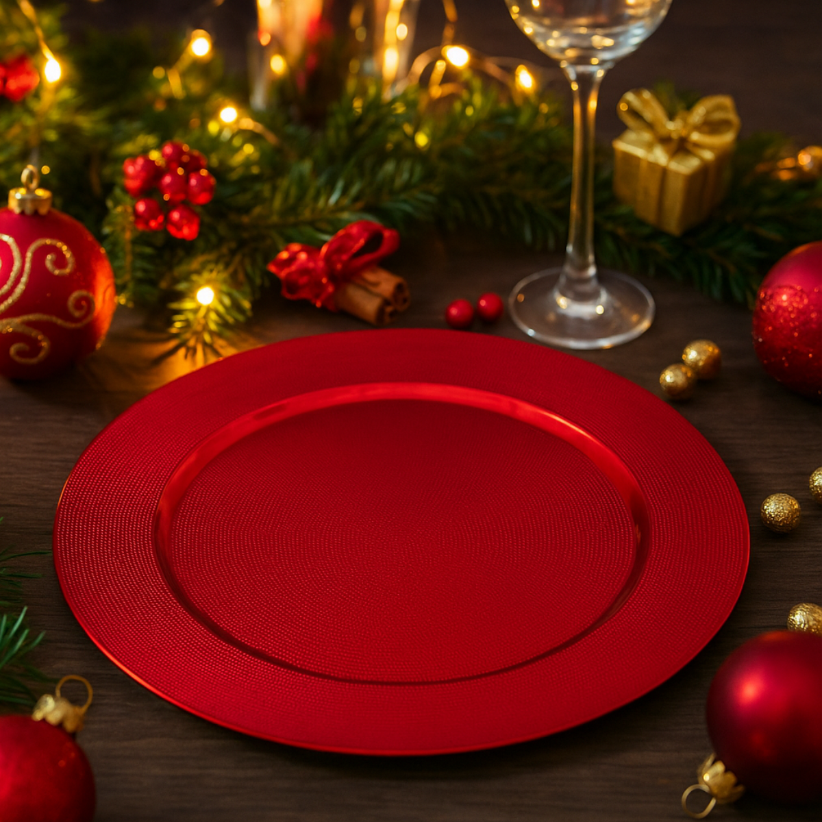 Christmas Dinner Charger Plate Set of 6 Metallic Embossed Table Decoration - Picture 14 of 25