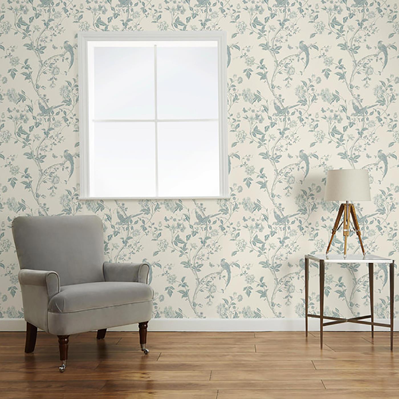 Slightly Imperfect Laura Ashley Summer Palace Wallpaper White Duck Egg