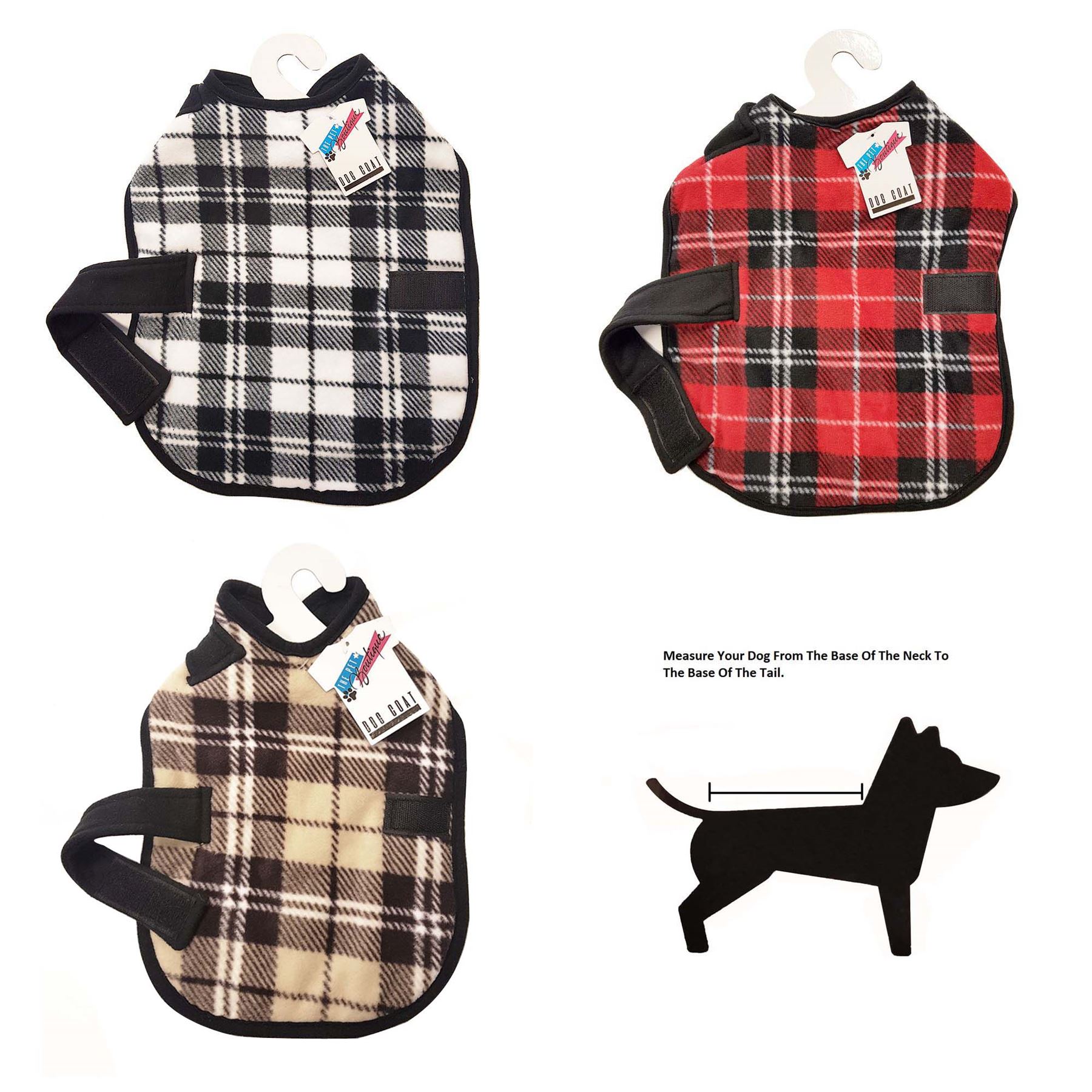 Plaid Check Fleece Dog Coat Puppy Winter Warm Jacket Tartan White Red
