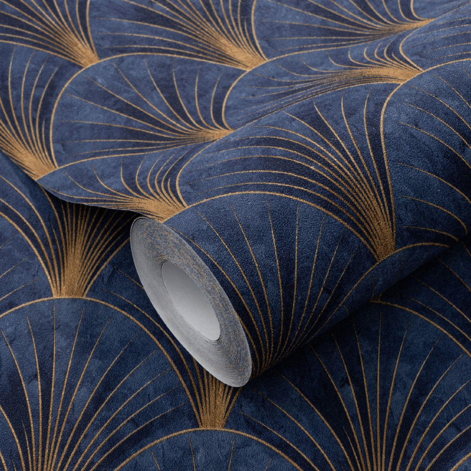 Erismann Blue/Green Art Deco Avant Garde Wallpaper - Picture 3 of 16