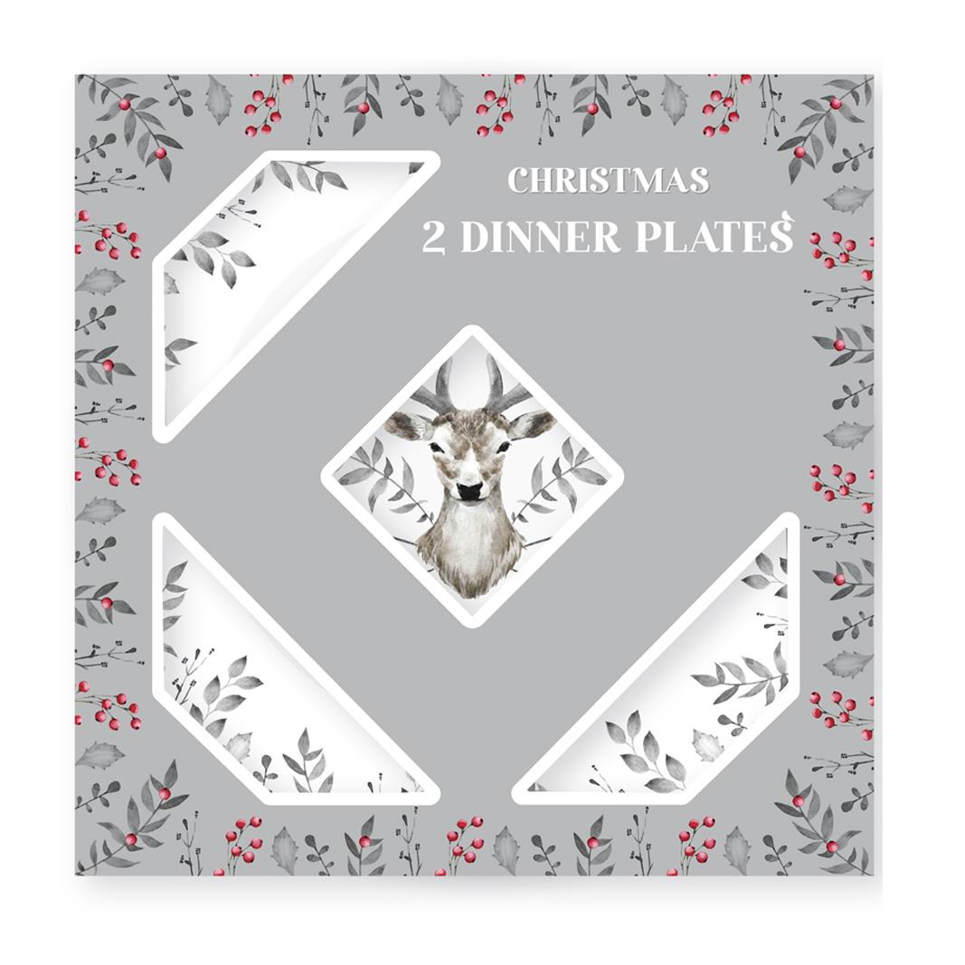 Christmas Tableware Set Grey Stag Design Full Table Setting Ceramic Table Decor - Picture 13 of 51