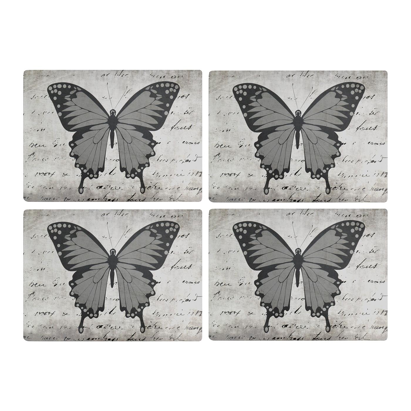 4er Pack Untersetzer und Platzsets schwarz elegant oder grau Schmetterling Design - Bild 44 von 94