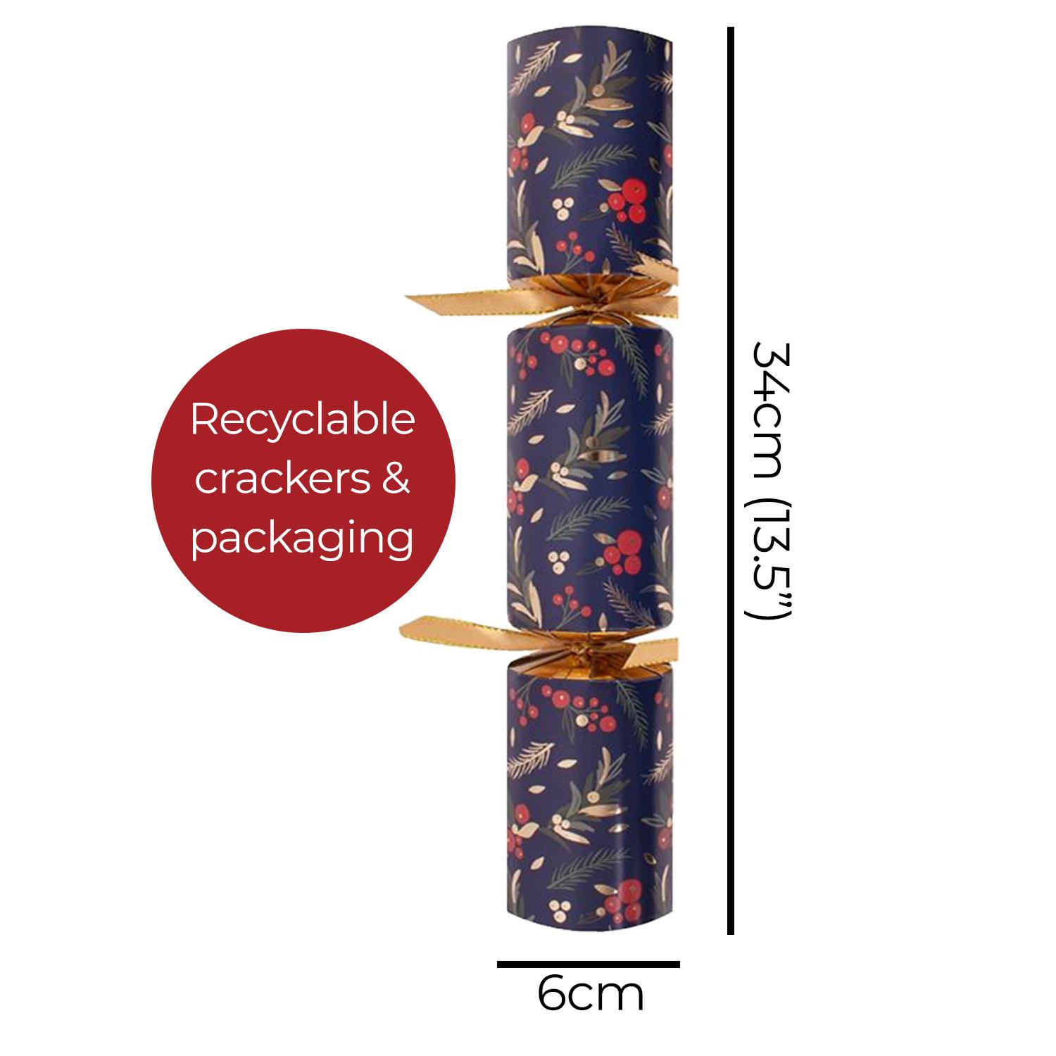 Pack De 6 Crackers Navideños De Lujo - Incluyen Sombreros, Chistes Y Sorpresas, Para Mesa Familiar Y Fiestas