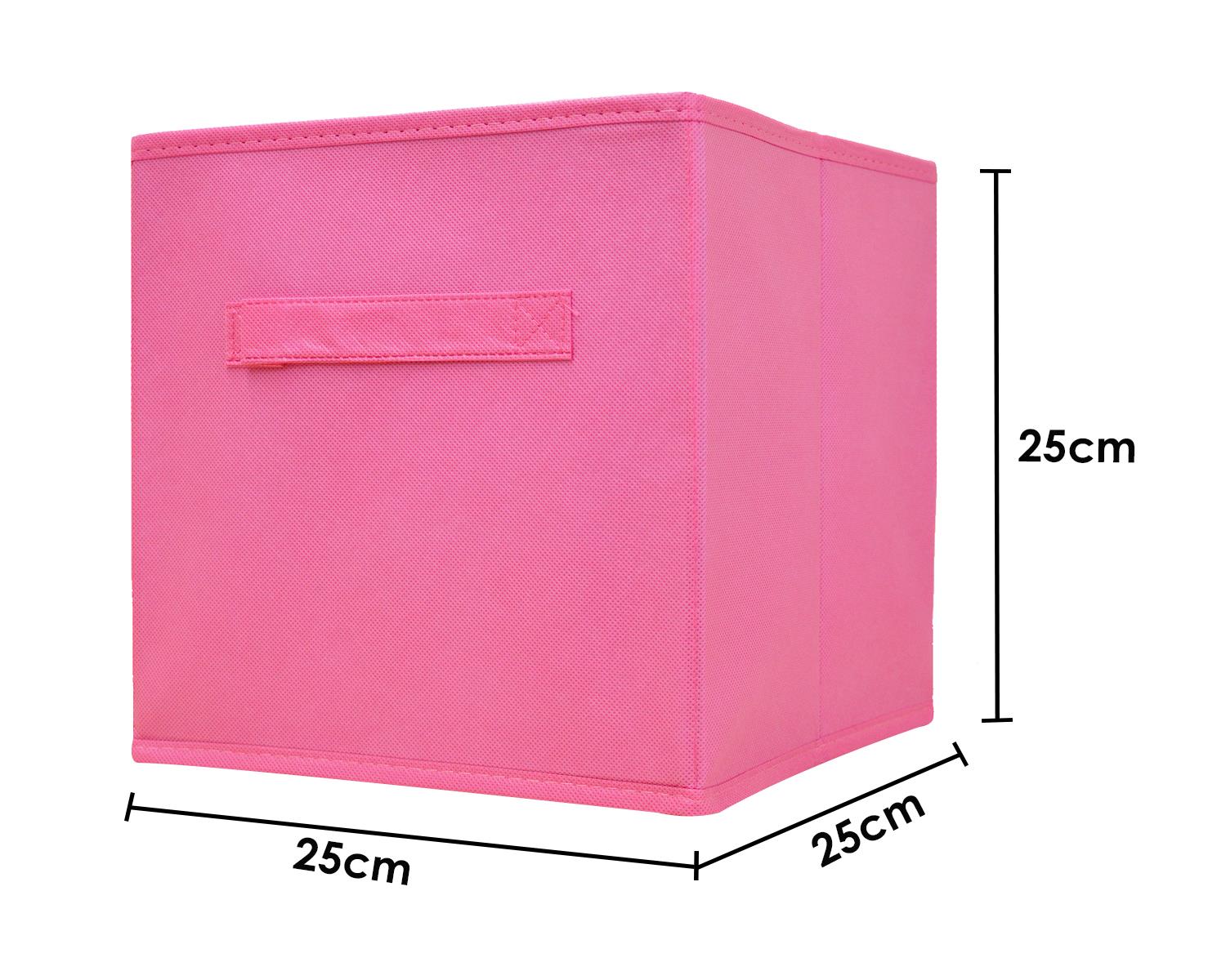 4 Folding Storage Boxes Canvas Pink Girls Nursery Kids Children Home