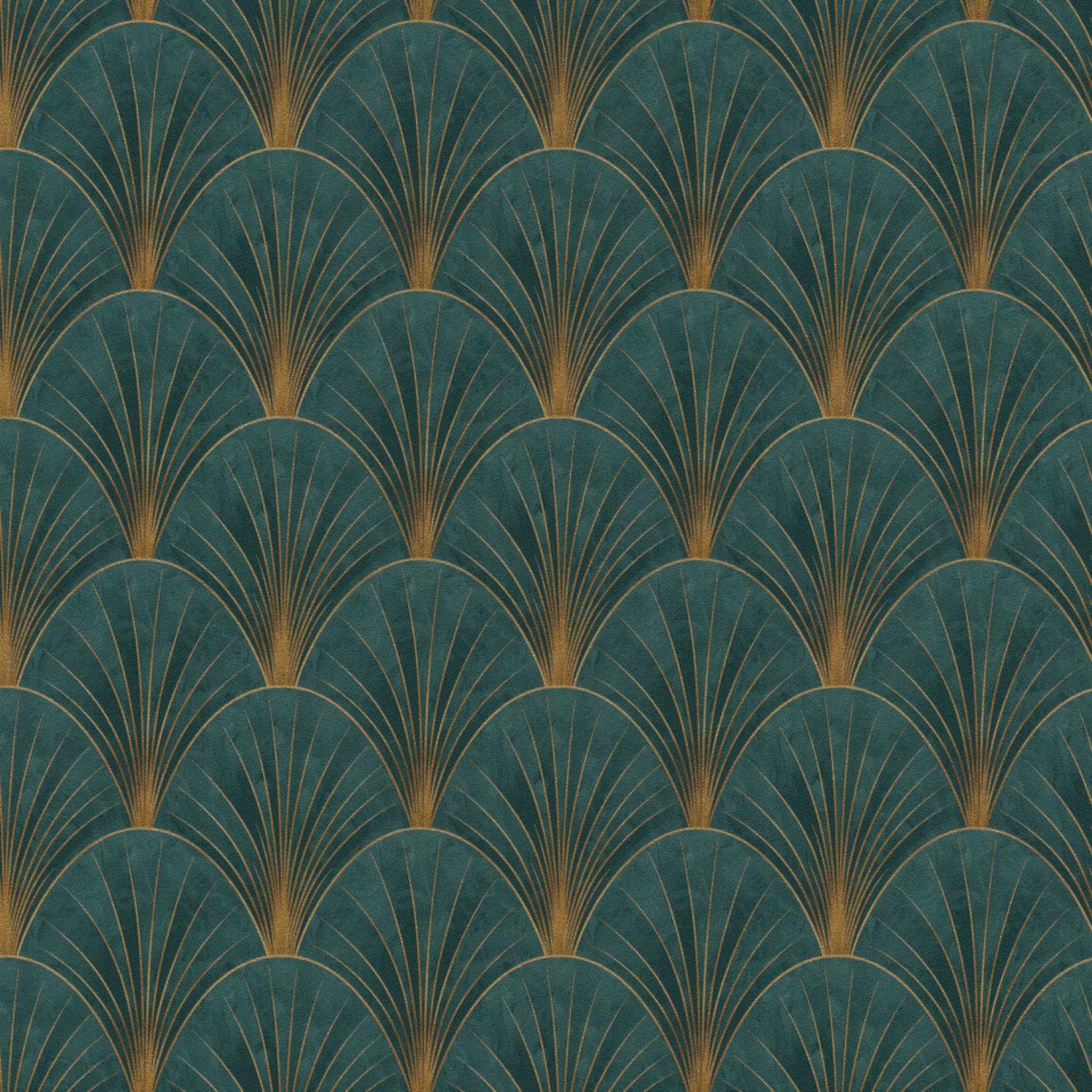 Erismann Blue/Green Art Deco Avant Garde Wallpaper - Picture 9 of 16