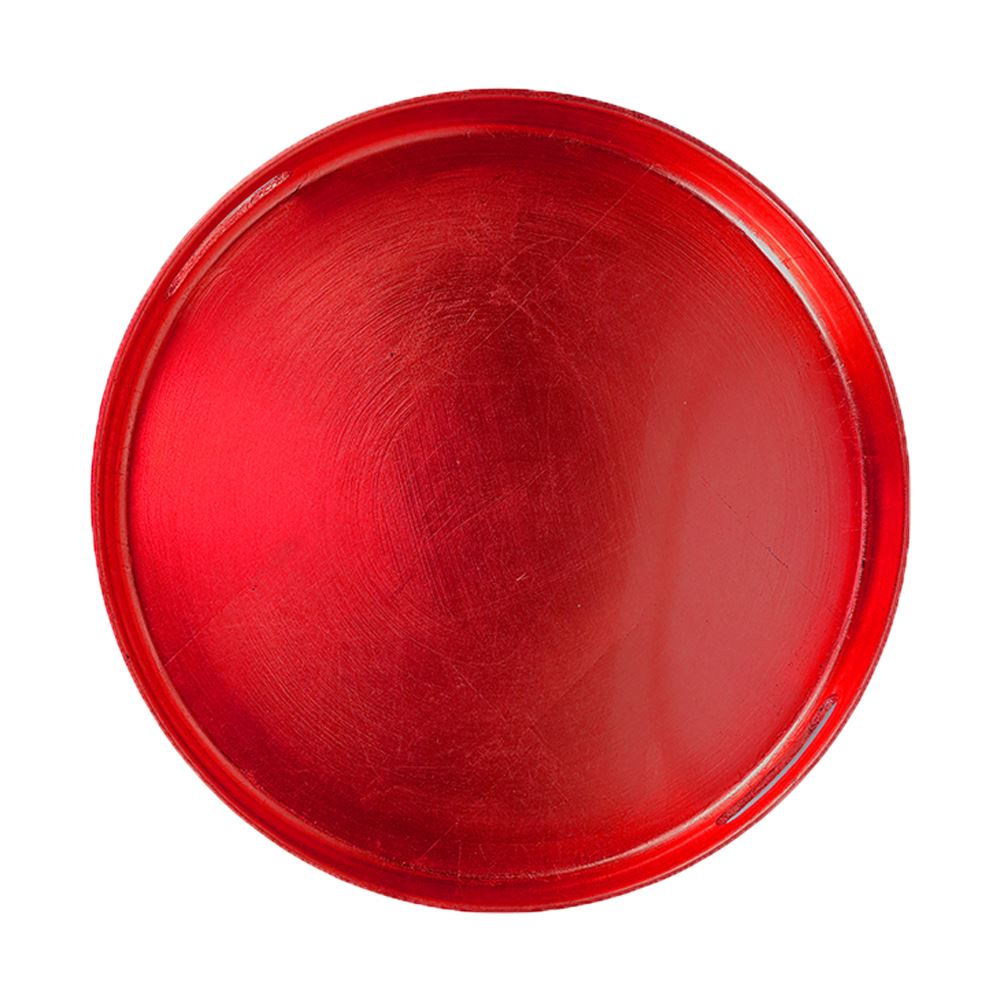 Red Lacquer Round Christmas Serving Tray With Handles Xmas Decorative