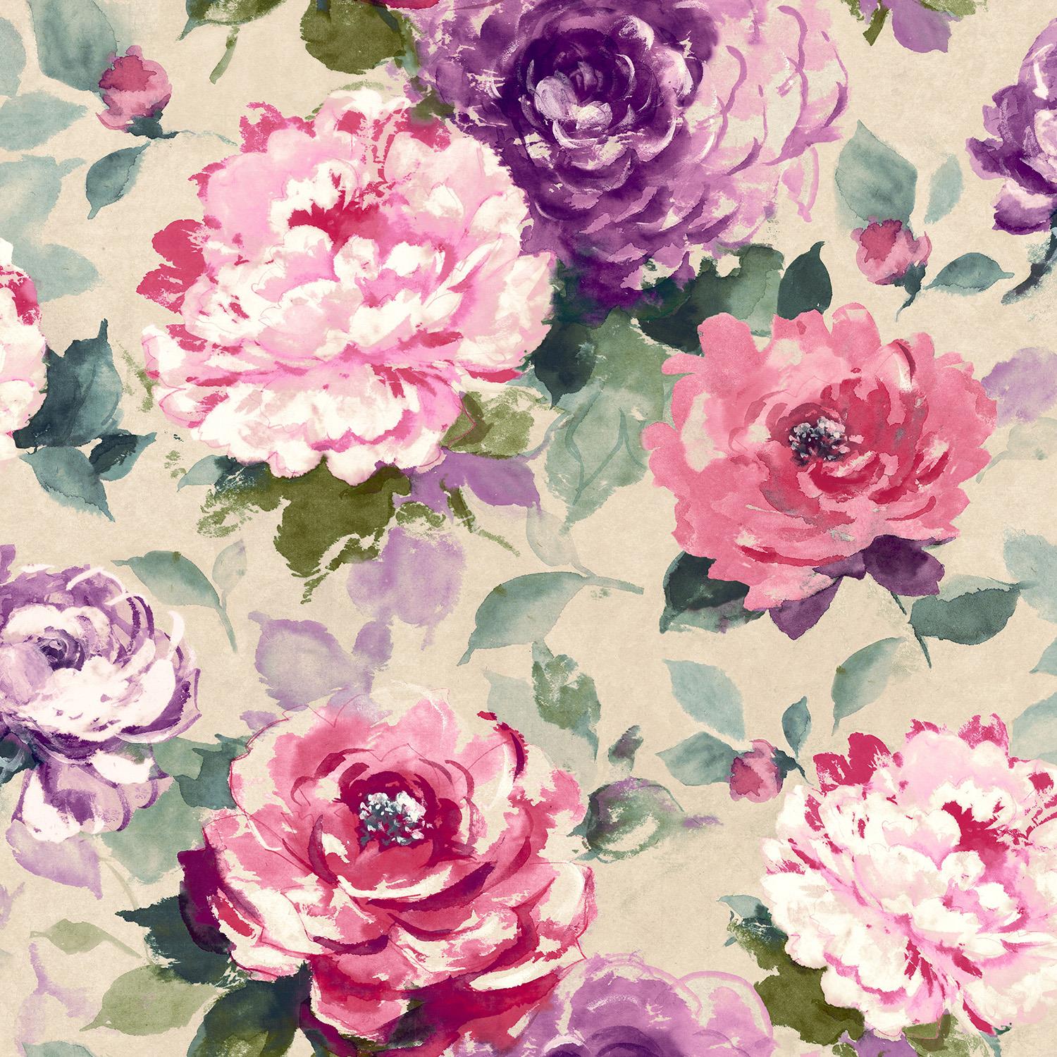 Wallquest Villa Rosa Floral Chintz Wallpaper Botanical Stylish Acrylic Coated - Picture 8 of 22