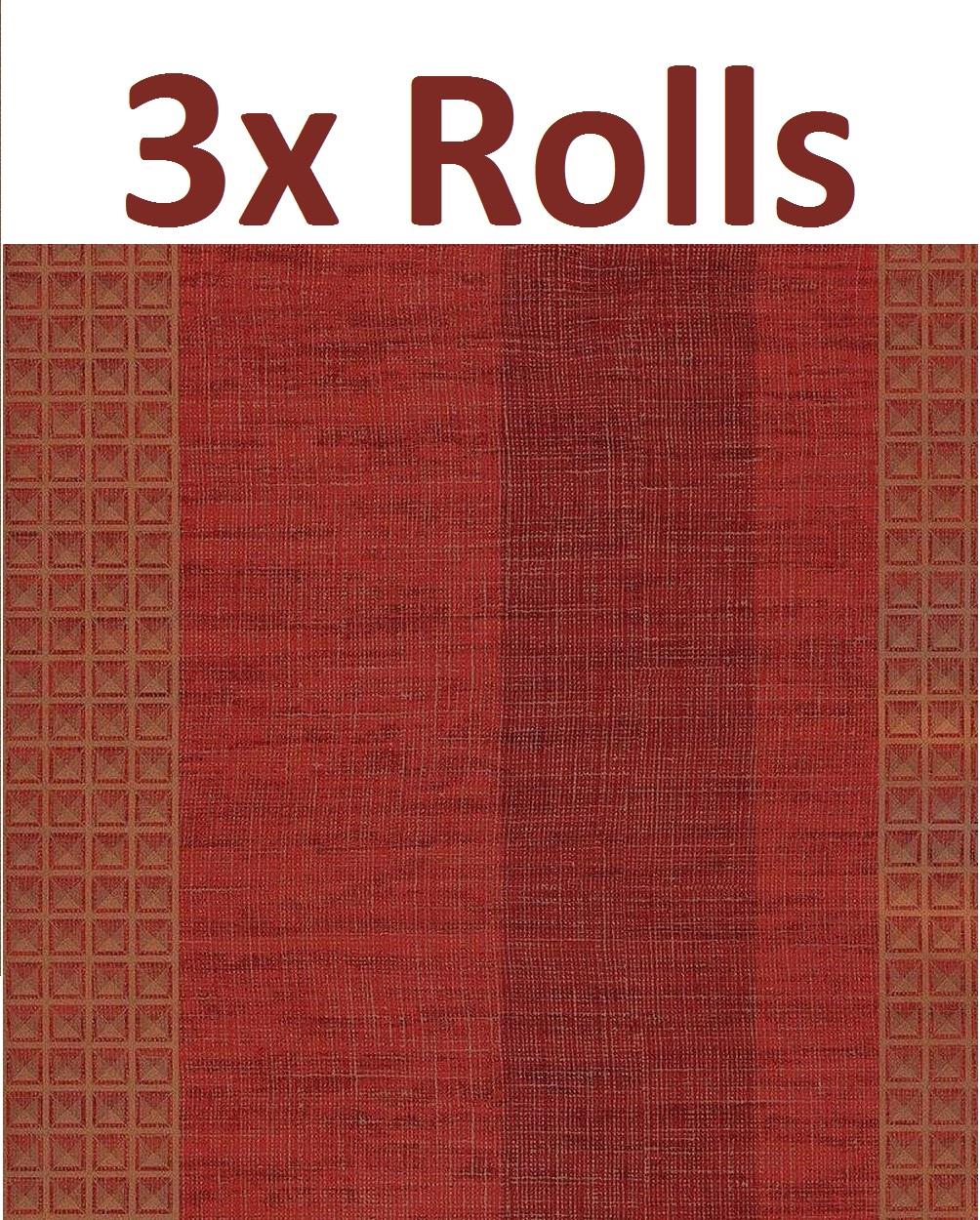 Red Burgundy Stripe Wallpaper Squares Geometric Gold Metallic Wall 3 x